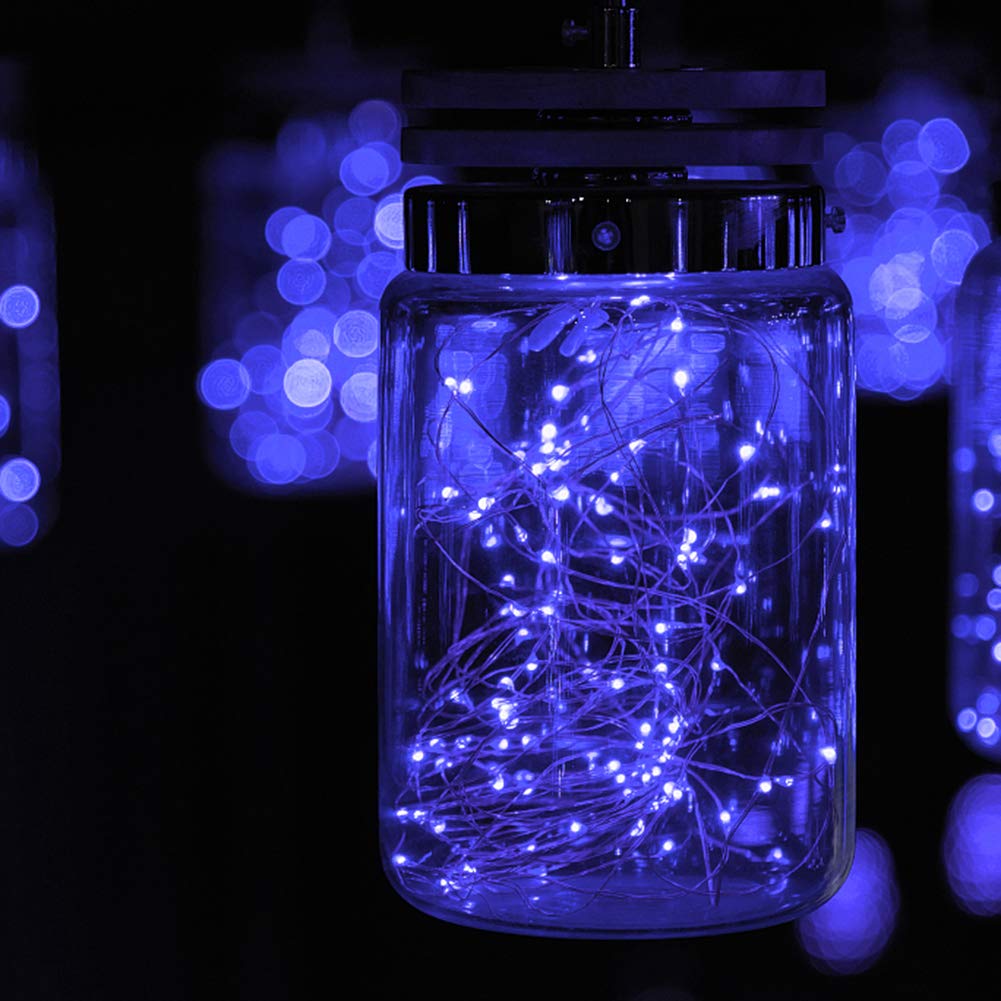 XUNATA 33ft LED String Lights with Remote Control - 100 LED 8 Modes Dimmable Outdoor Christmas Lights | Waterproof Copper Wire Fairy Lights for Holiday, Patio, Garden, Wedding & Party Decor (Blue)