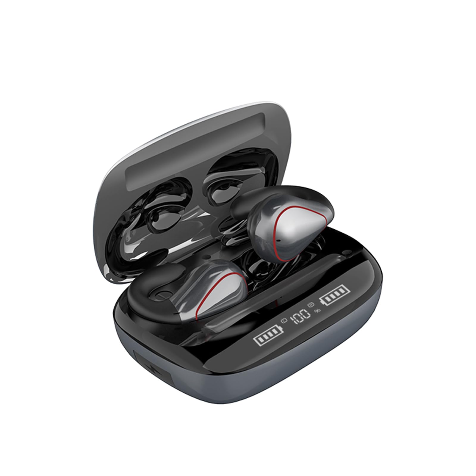 Wireless Clip-On Open Ear Earbuds - Bluetooth 5.3 Headphones with Mic, 8H Playtime, IPX5 Waterproof, Lightweight & Comfortable for Running, Cycling & Workouts (Grey)