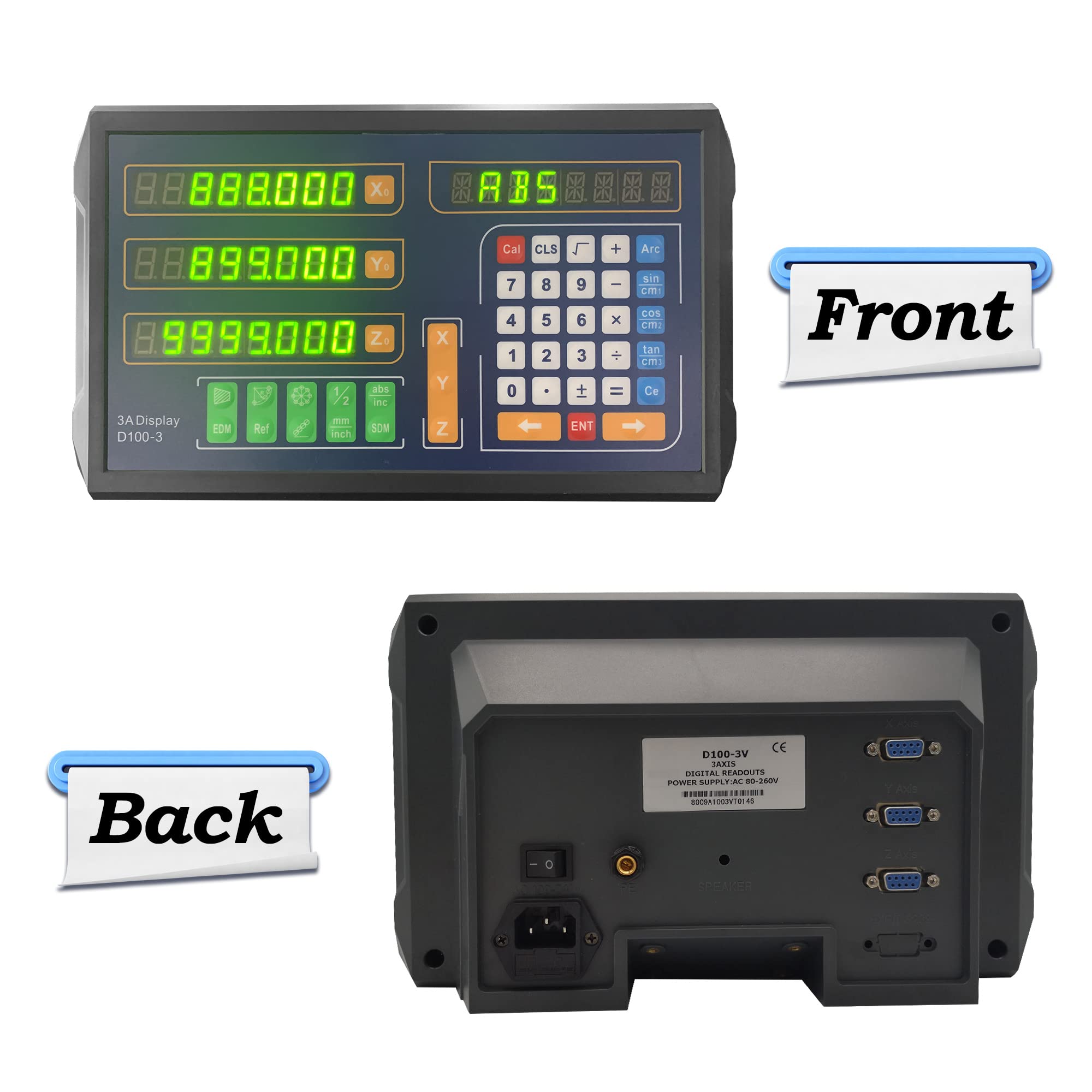3-Piece Linear Glass Scale DRO Kit for Milling Machine (170-1020mm) with 3-Axis Digital Readout Display Counter - Precision Measurement for Metalworking & CNC Machining