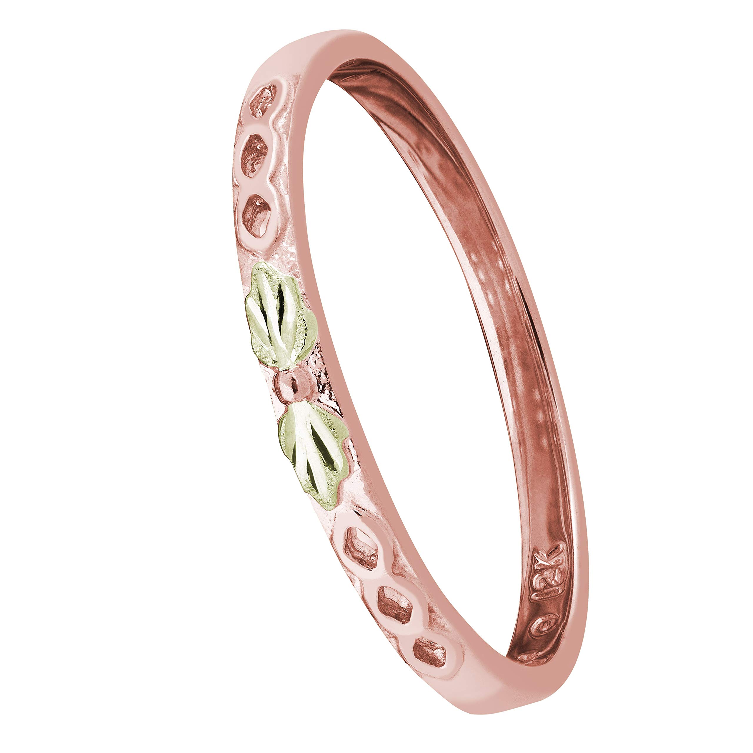 10K Rose Gold Grape Leaf Stacking Ring with 12K Green Gold Accents - Black Hills Gold Jewelry for Women - Perfect for Layering, Gift Giving & Special Occasions