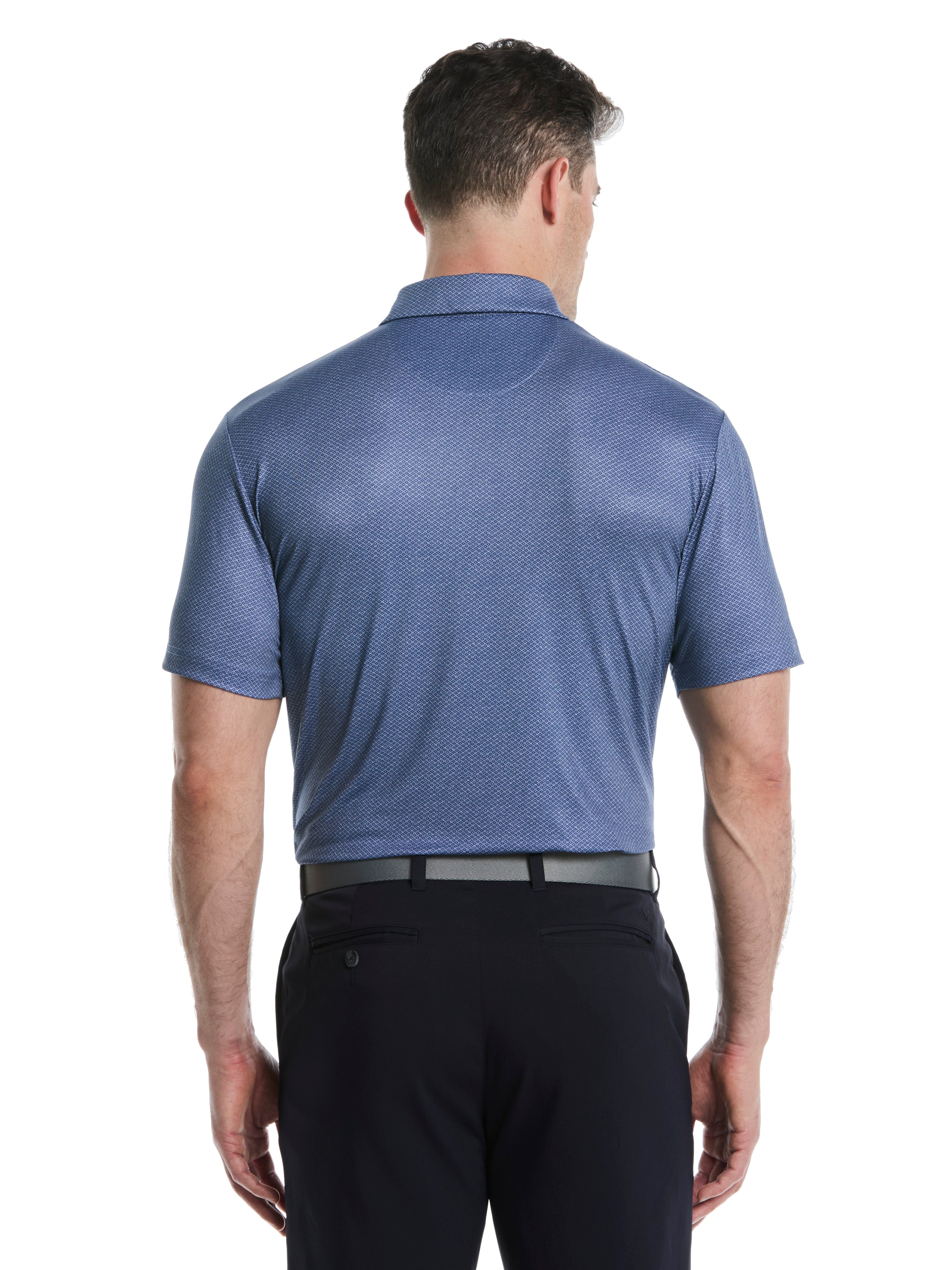 Men's Heather Geo Print Golf Polo Shirt - Breathable & Moisture-Wicking Performance Top for Golf, Casual Wear & Outdoor Activities