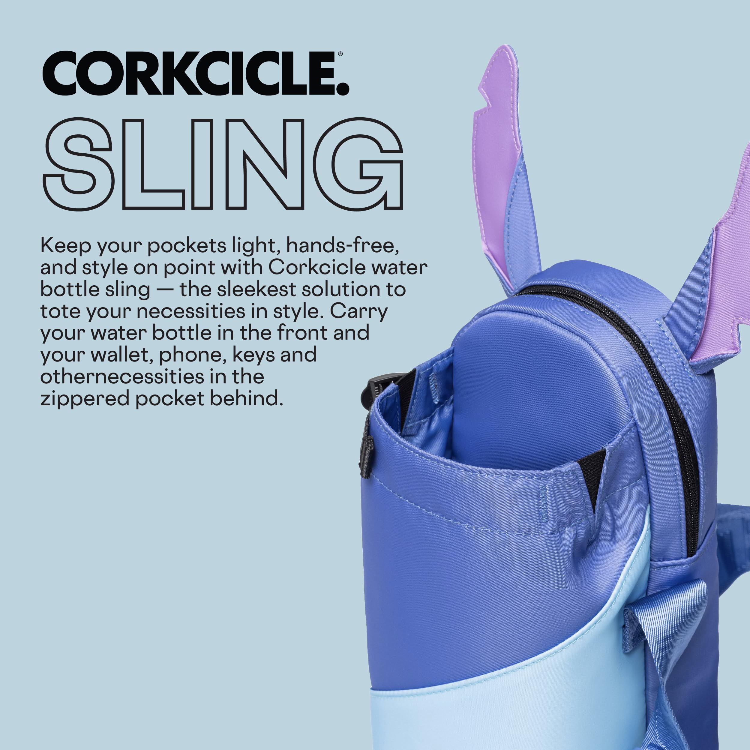 Disney Stitch Insulated Water Bottle Sling Bag - Crossbody Tumbler Holder for 16oz to 40oz Cups with Adjustable Strap & Padded Interior - Perfect for Hiking, Gym, Travel & Daily Use - Securely Carries Bottles, Phone, Keys & Essentials