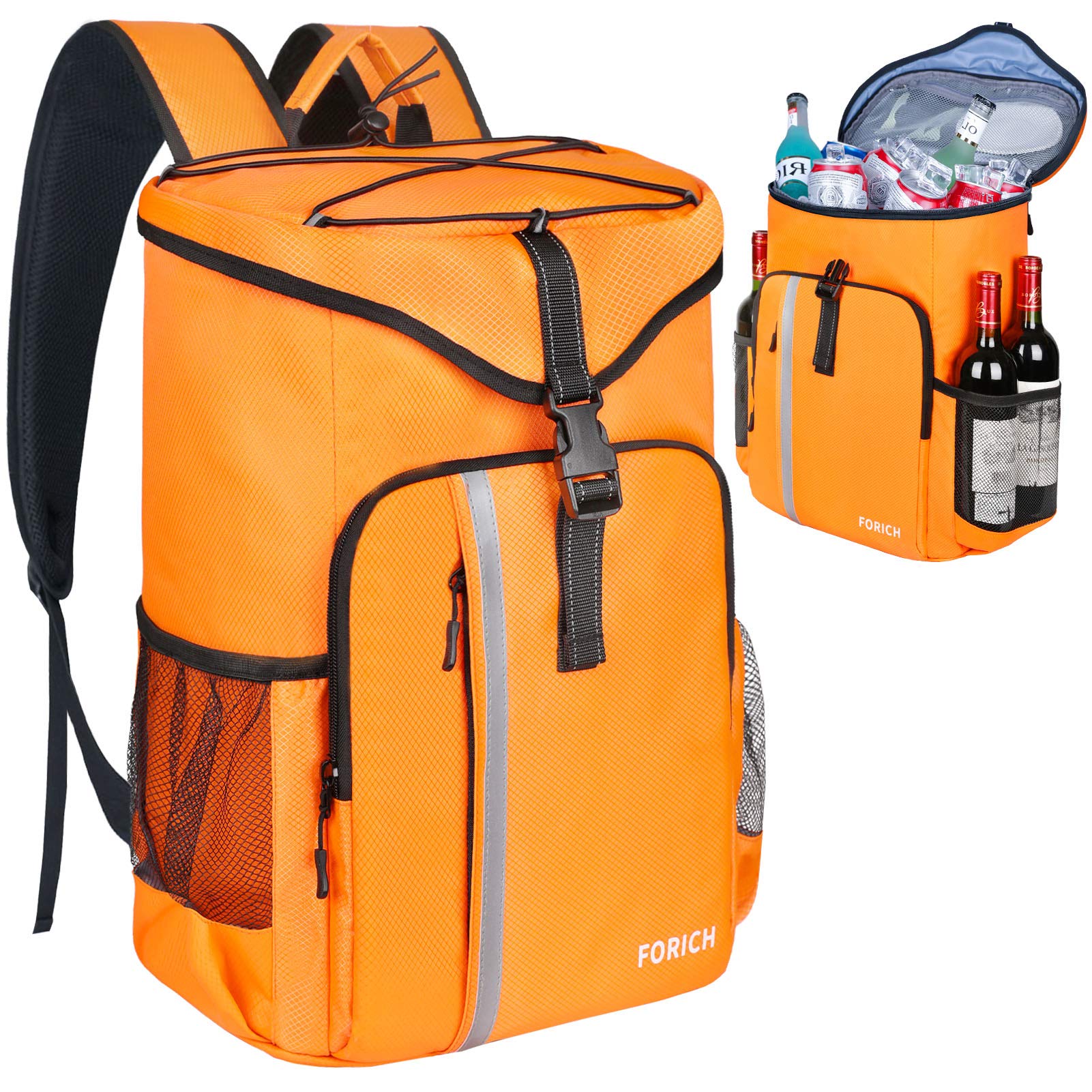 FORICH Leakproof Insulated Backpack Cooler - Waterproof Lightweight Soft Cooler Bag for Beach, Picnics, Camping & Hiking - Holds 30 Cans - Perfect for Work Lunch, Outdoor Adventures & Travel