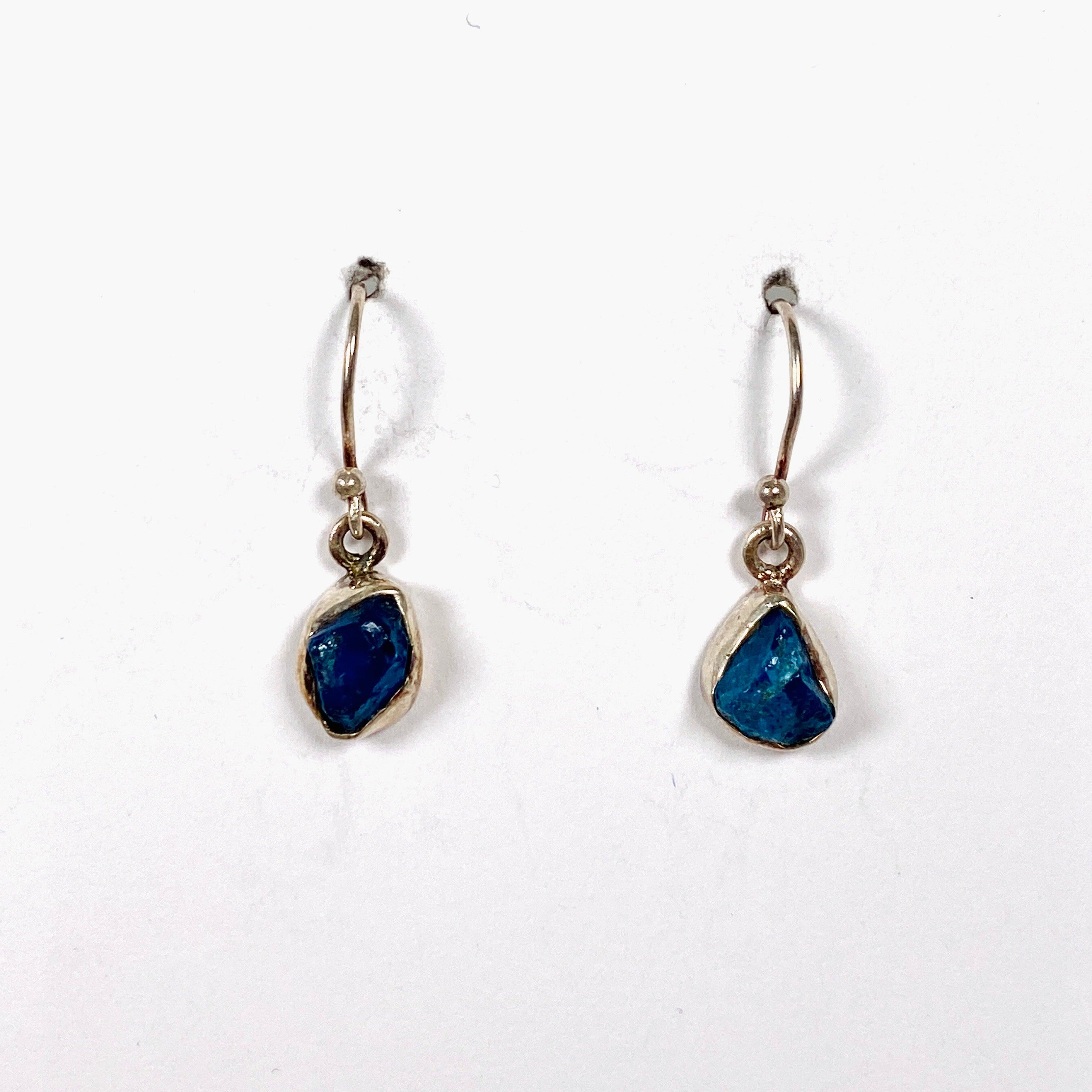 Natural Neon Apatite Raw Stone Earrings E2359 NAP - Handmade Boho Jewelry for Women, Perfect for Parties & Everyday Wear