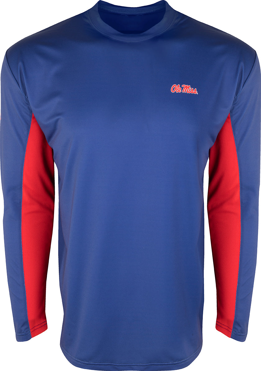 Ole Miss Long Sleeve Performance Crew Neck Shirt - Moisture Wicking Athletic Tee for Running, Workouts & Casual Wear