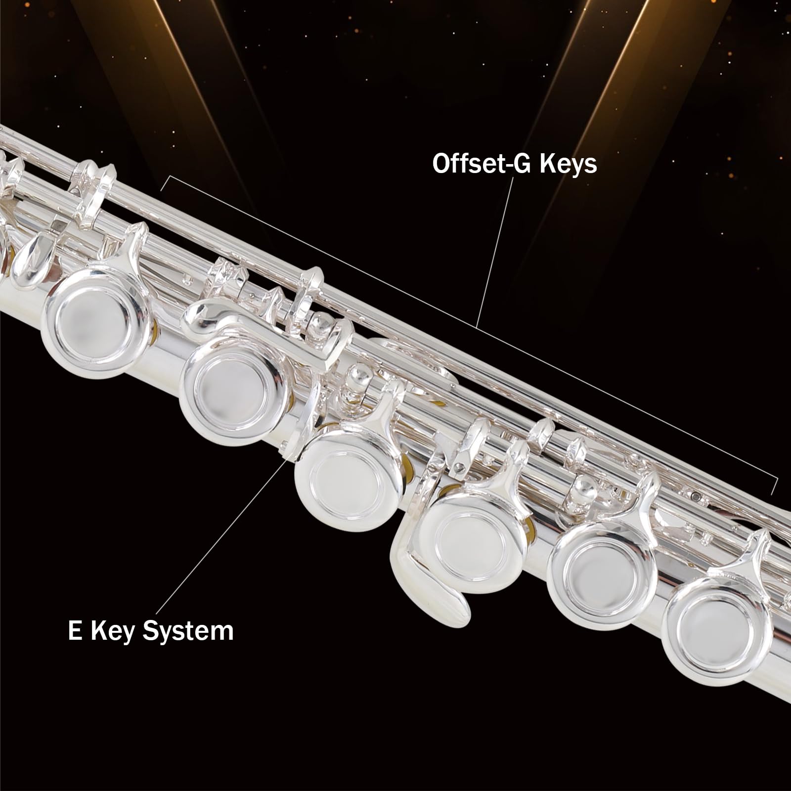 EASTROCK Silver Plated C Flute - 16 Keys Closed Hole Flute with Curved Head Joint for Beginners | Includes Mouthpiece, Cleaning Kit, Stand, Carrying Case, Gloves & Tuning Rod | Perfect for Kids, Students & Music Practice at Home or School