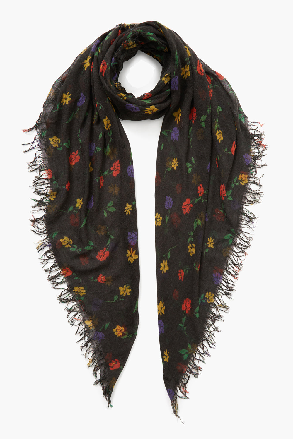 Luxury Valentina Floral Black Cashmere Silk Scarf for Women - Elegant Winter Fashion Accessory for Office, Party & Travel