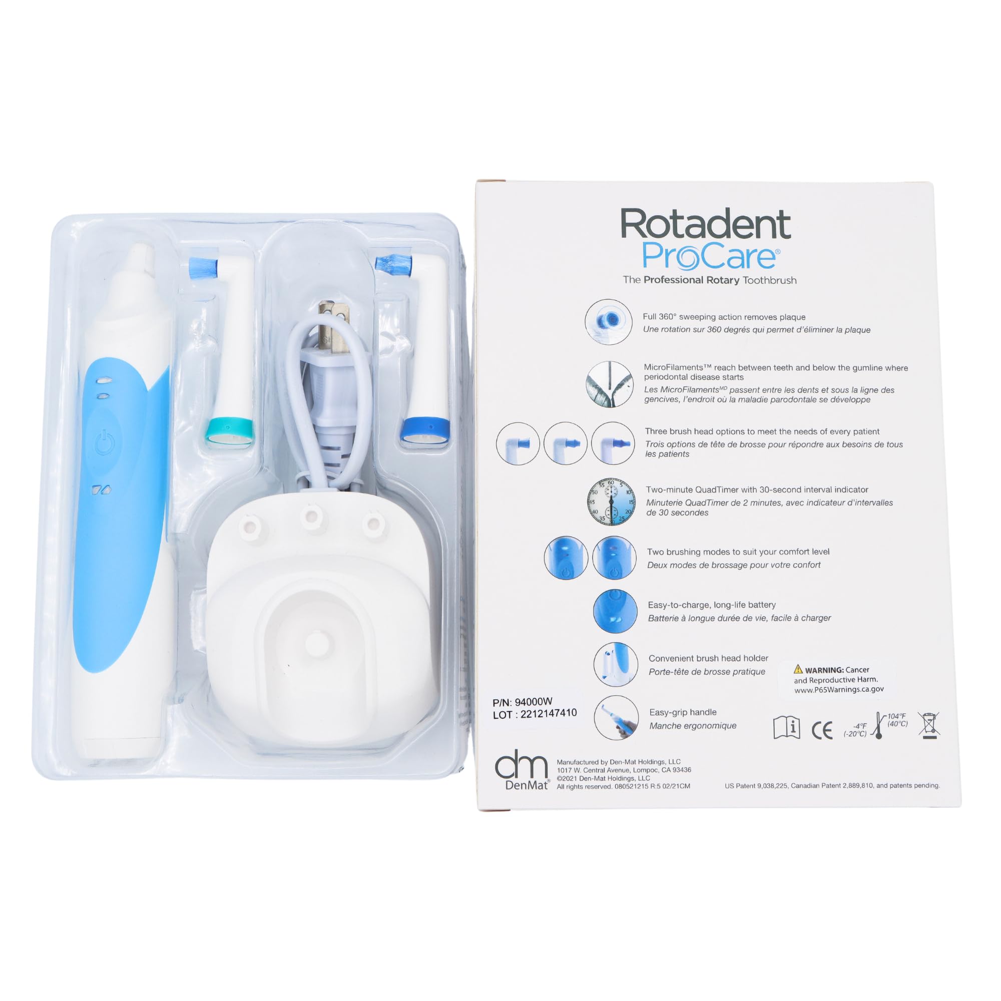 Premium Electric Toothbrush with 360° Rotation & Charging Dock - 2 Replacement Brush Heads, 1-Year Warranty - Perfect for Home & Travel Oral Care