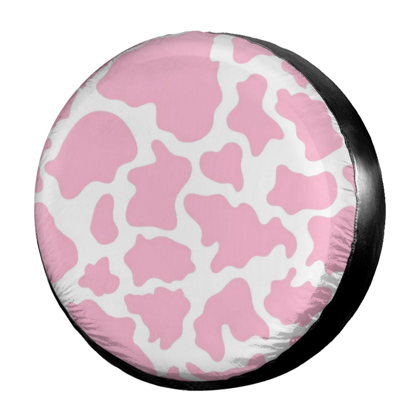 Pink Cow Print Spare Tire Cover - Waterproof Dust-Proof Wheel Protector for 17 Inch Tires - Fits SUV, RV, Trailer & Most Vehicles - Perfect for Camping, Road Trips & Outdoor Adventures