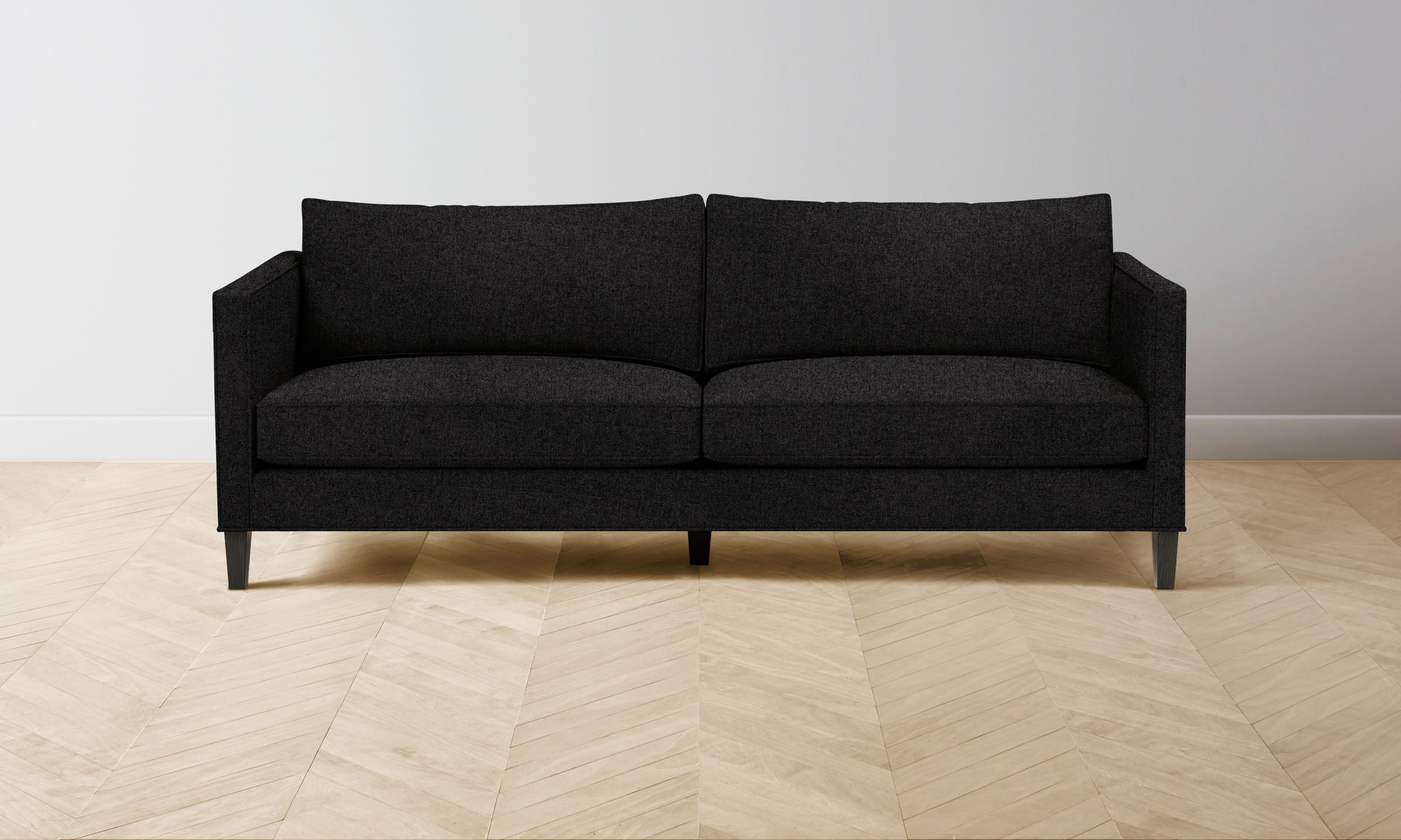 Premium Crosby Sofa - Italian Brushed Wool Upholstery in Classic Pepper Color | Modern Living Room Centerpiece for Cozy Home Decor