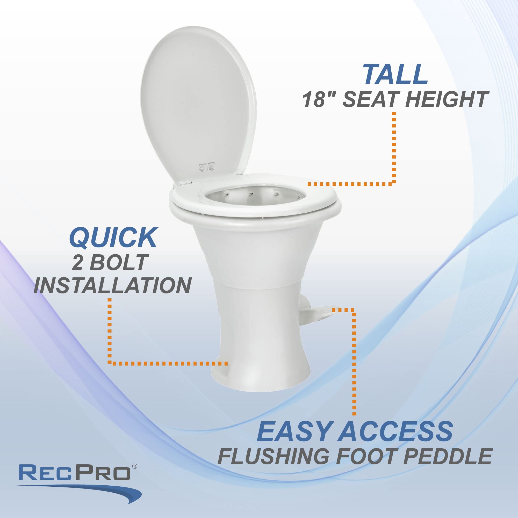RecPro Ceramic RV Toilet - 18