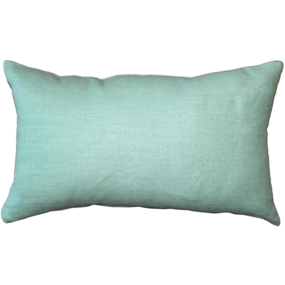 Tuscany Linen Aqua Green Throw Pillow 12x19 Inch Rectangular Cushion with Insert - Perfect for Sofa, Bed & Home Decor