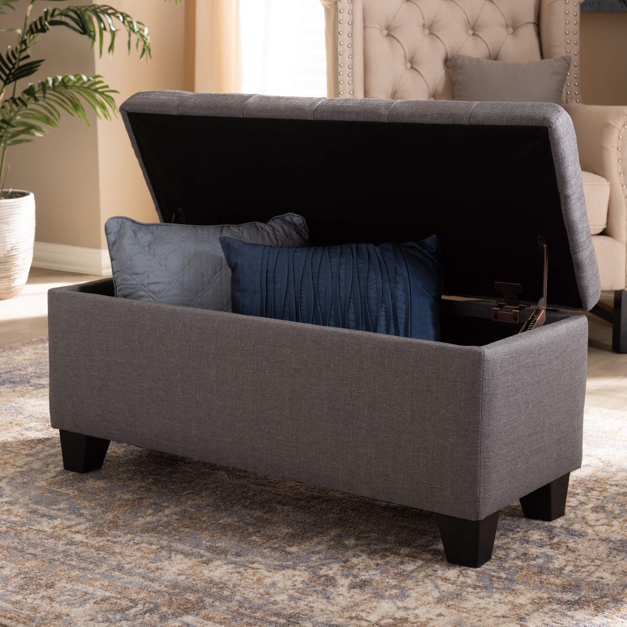 Baxton Studio Modern Gray Ottoman - Versatile Footrest, Extra Seating & Storage for Living Room, Bedroom & Office