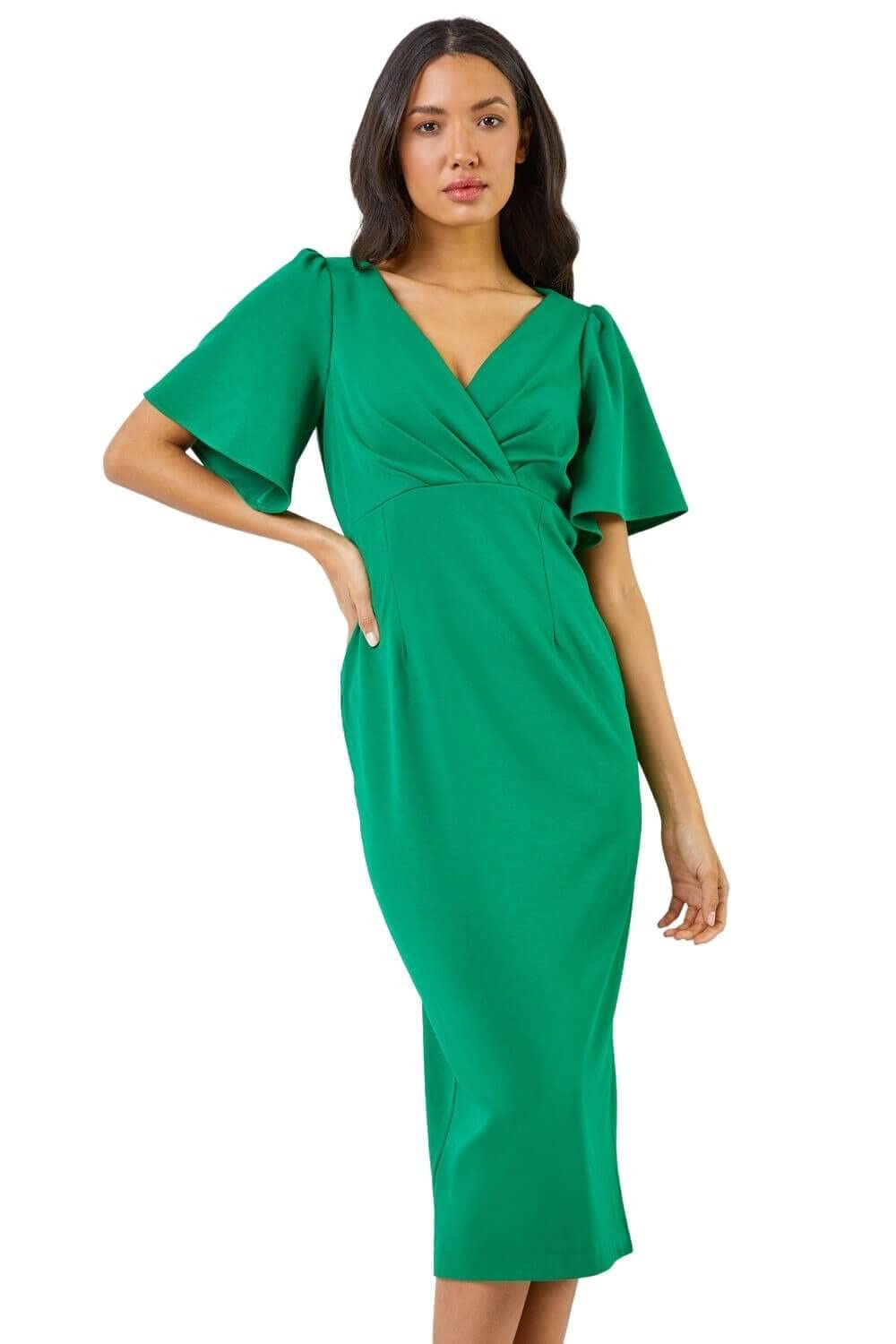 Gathered Wrap Front Midi Dress for Women - Flattering Roman Originals Style | Perfect for Casual Outings, Date Nights & Summer Parties