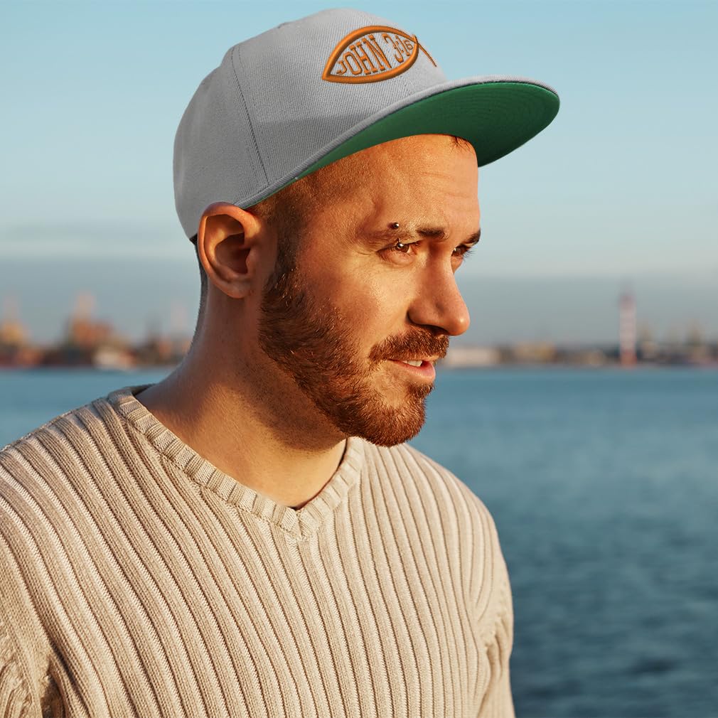 John 3:16 Bible Verse Snapback Hat for Men - Christian Faith Embroidered Flat Brim Baseball Cap - Perfect for Church, Worship & Everyday Faith Wear