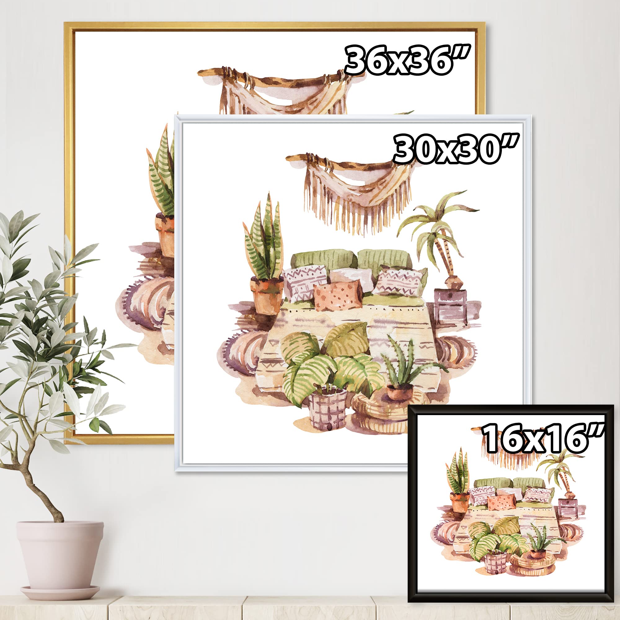 Indoor House Plants Urban Jungle IV - Traditional Framed Canvas Wall Art Print for Home & Office Decor | Perfect for Living Room, Bedroom & Workspace
