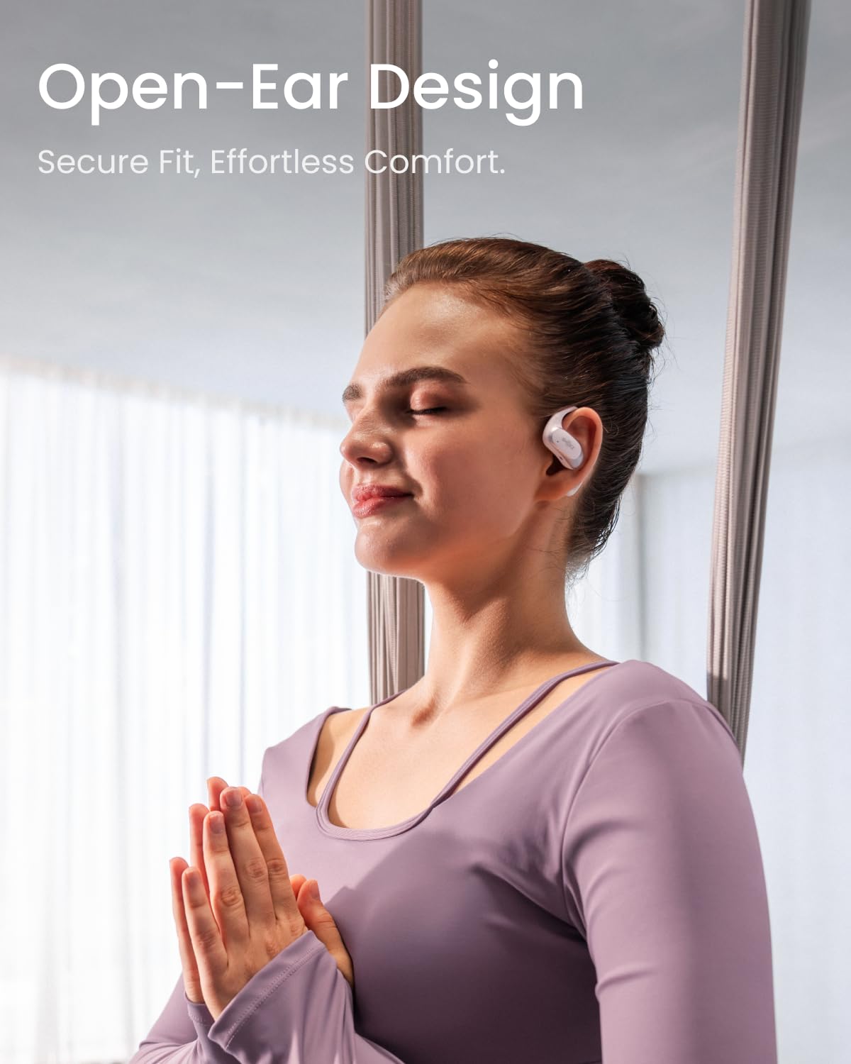 SHOKZ OpenFit Air Open-Ear Bluetooth Headphones - True Wireless Earbuds with Secure Earhooks, IPX4 Water Resistant, Comfortable for Running, Workouts & Daily Use (White)