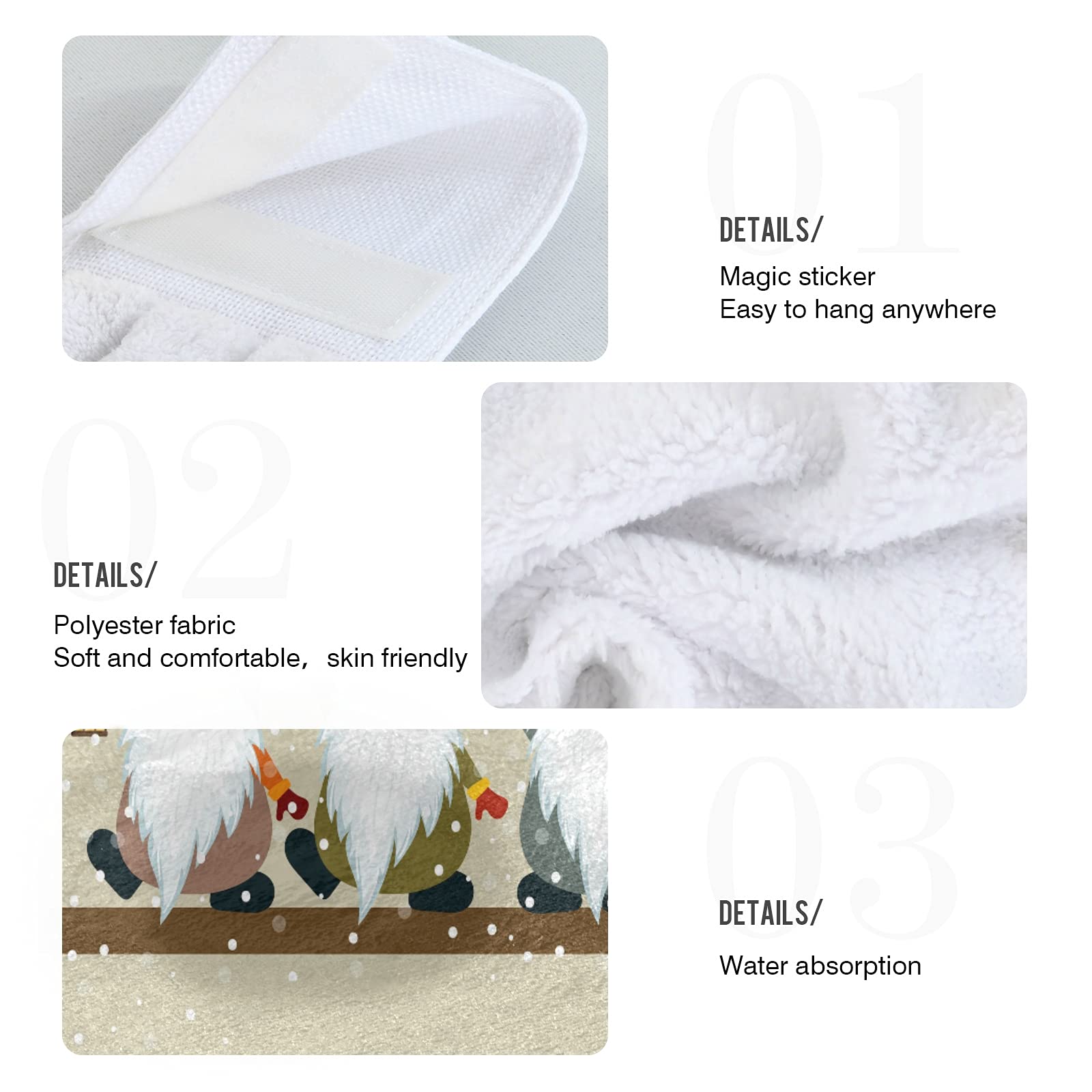Christmas Gnome Hanging Kitchen Towels 2-Pack - Festive Winter Xmas Tree Hand & Bath Towels for Farmhouse Decor, Housewarming Gifts, Tea Bar, and Bathroom Use - Perfect for Holiday Home Decor & Kitchen Accessories