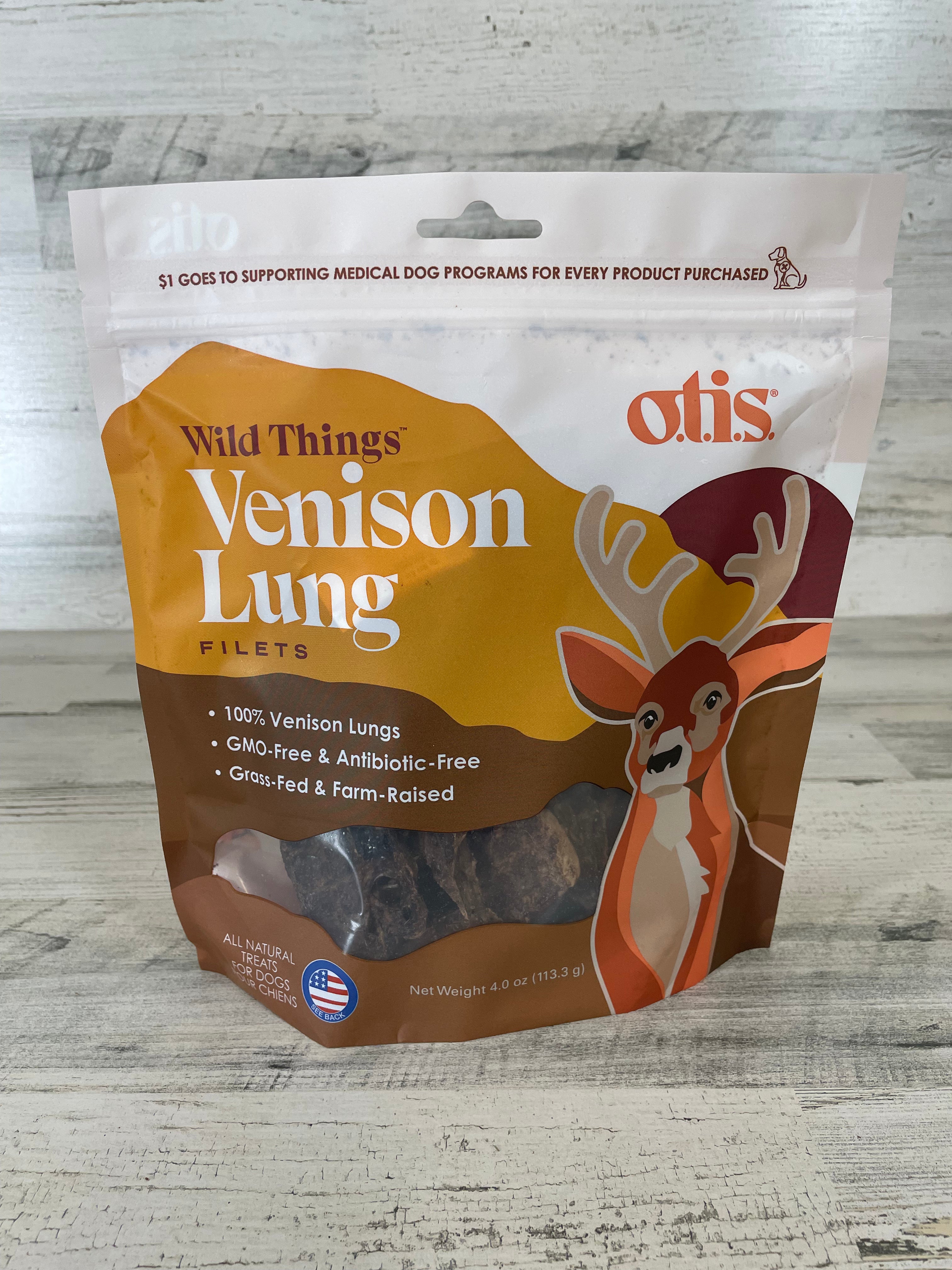 Premium Otis Wild Things Venison Lung Filets - All-Natural Dog Treats for Training & Chewing - High-Protein Snacks for Active Dogs & Puppies - Perfect for Outdoor Adventures & Reward-Based Training