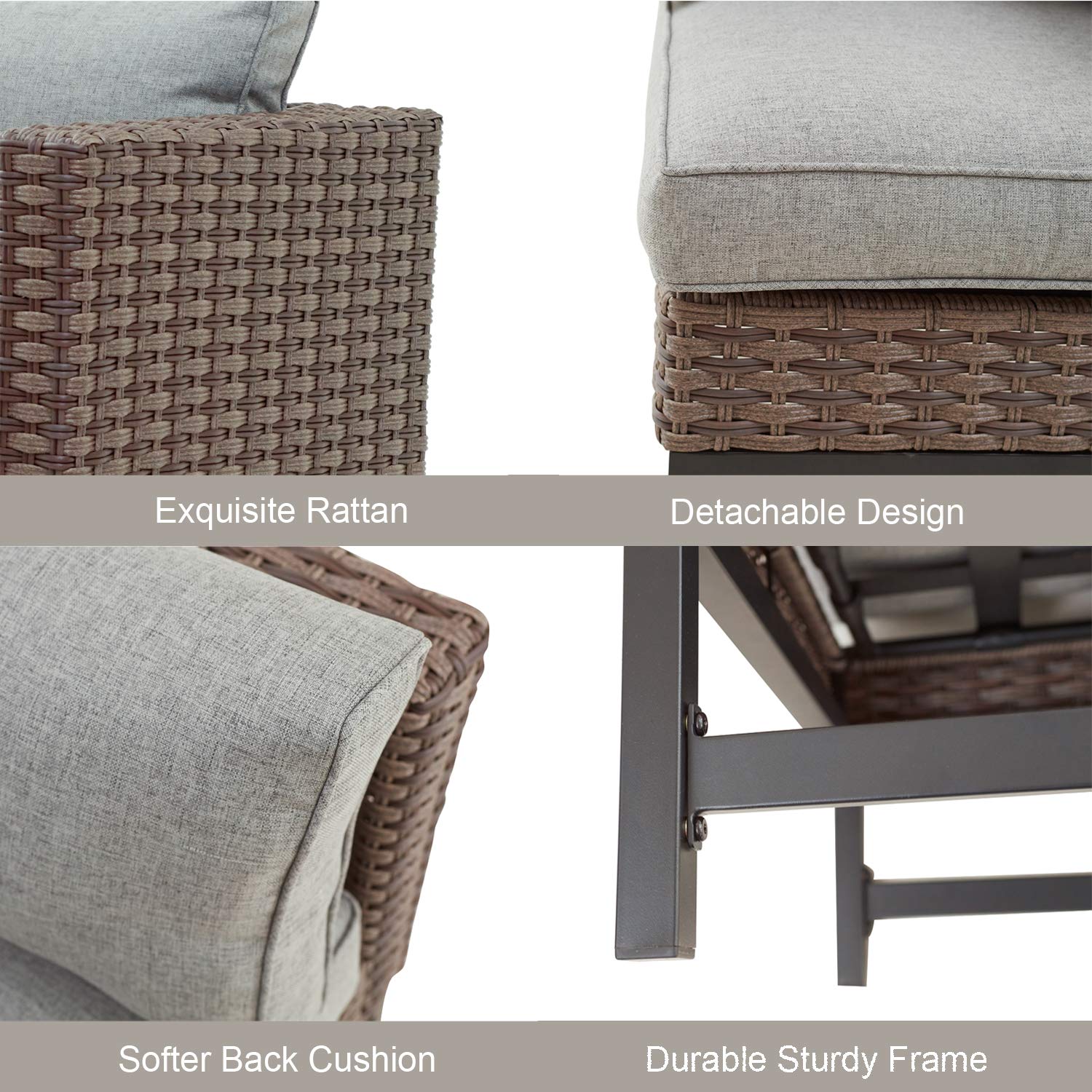PatioFestival Wicker Outdoor Chair - Rattan Armchair with Removable Cushions for Patio, Garden, Balcony & Poolside - Comfortable Dining Furniture for Relaxing Outdoors