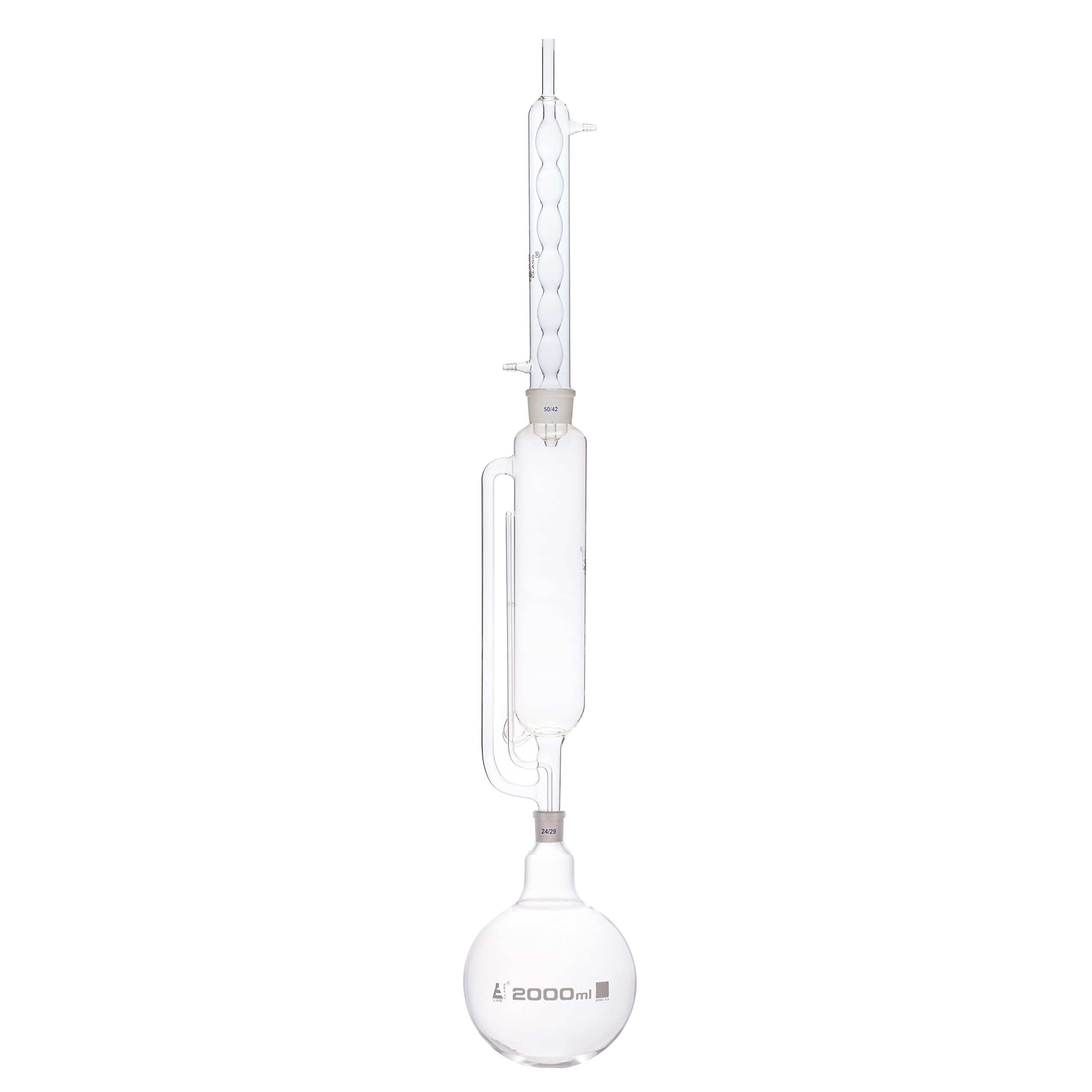 EISCO Soxhlet Extraction Apparatus Kit - 600mL Extractor with 2000mL Flask & Condenser - Premium Borosilicate Glass for Essential Oil, Herbal Extracts & Lab Research