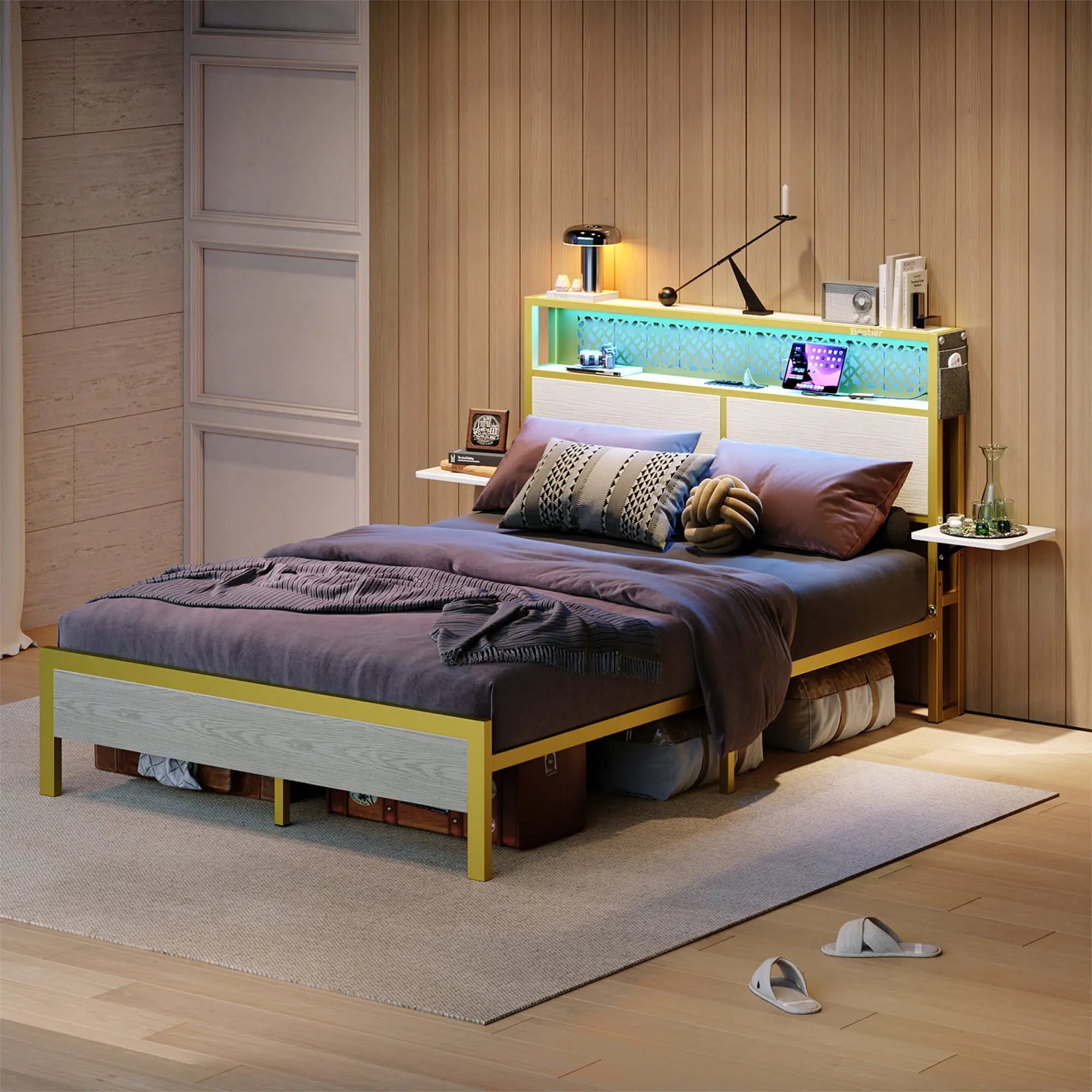 Bestier Full/Queen/King Size Bed Frame with Headboard - Sturdy Metal Platform Bed with Noise-Free Design - Perfect for Master Bedroom, Guest Room & Dormitory