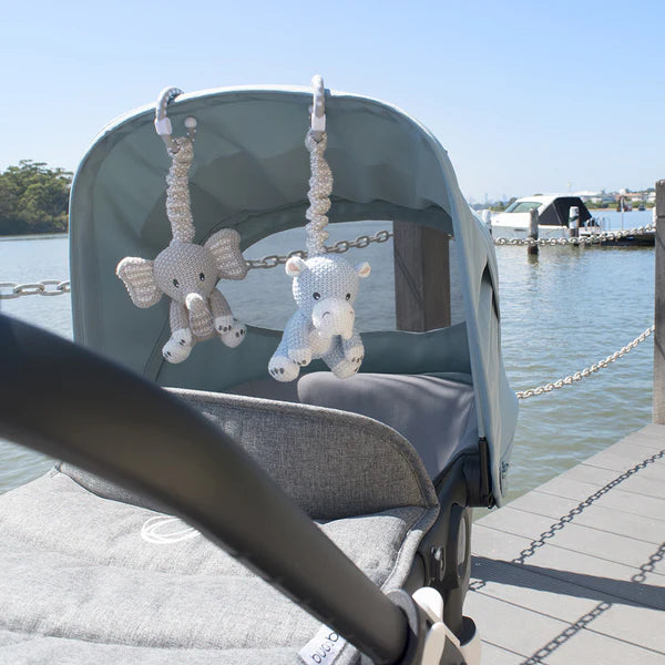 Baby Stroller Toys - Cute Elephant & Hippo Plush Hanging Toys for Newborns & Infants | Perfect for Car Seat, Crib, and Stroller Entertainment