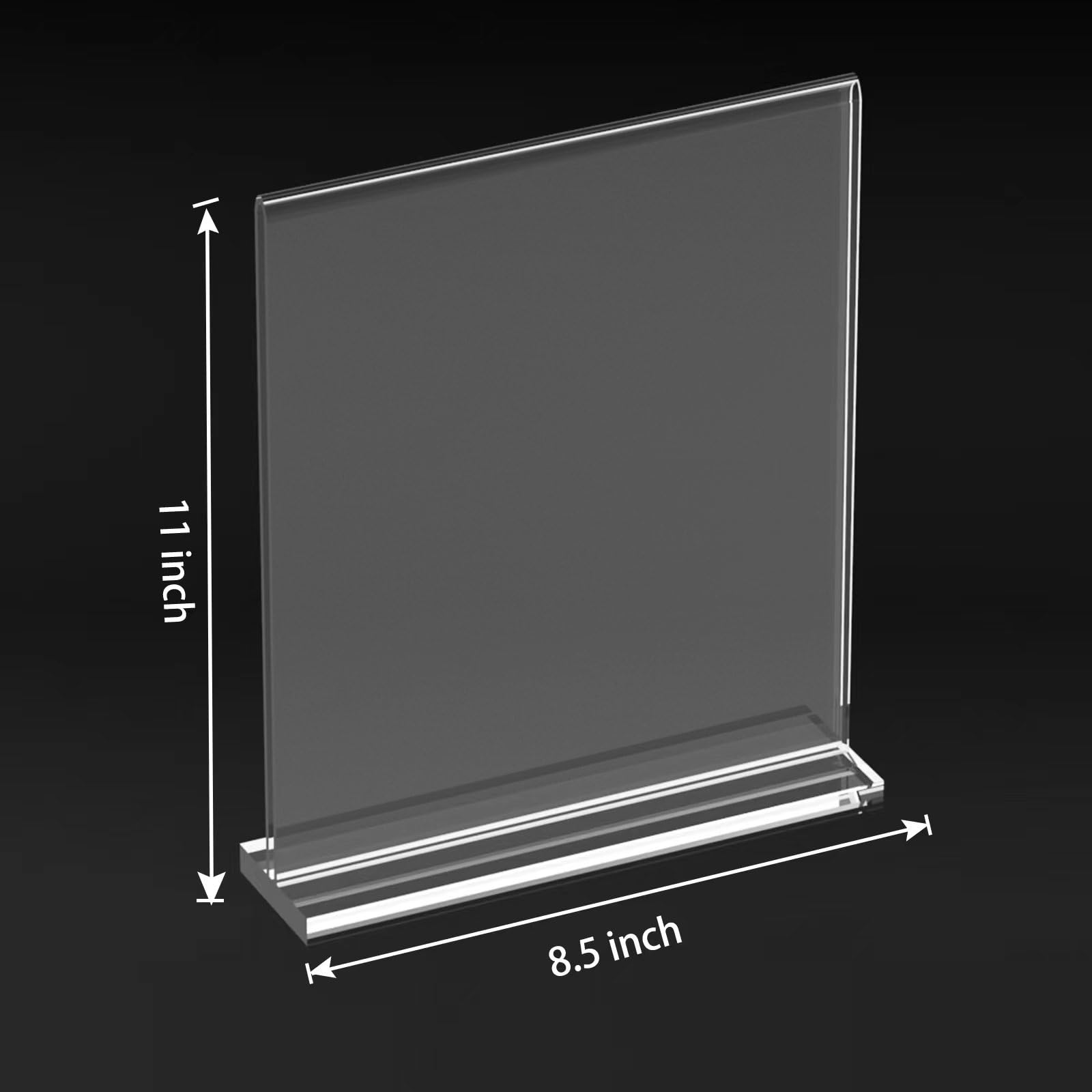 8.5 x 11 Clear Acrylic Table Sign Holder - Double Sided T-Shaped Flyer Display Stand for Pictures, Papers & Cards | Perfect for Mall, Office, Home, Store & Restaurant Decor