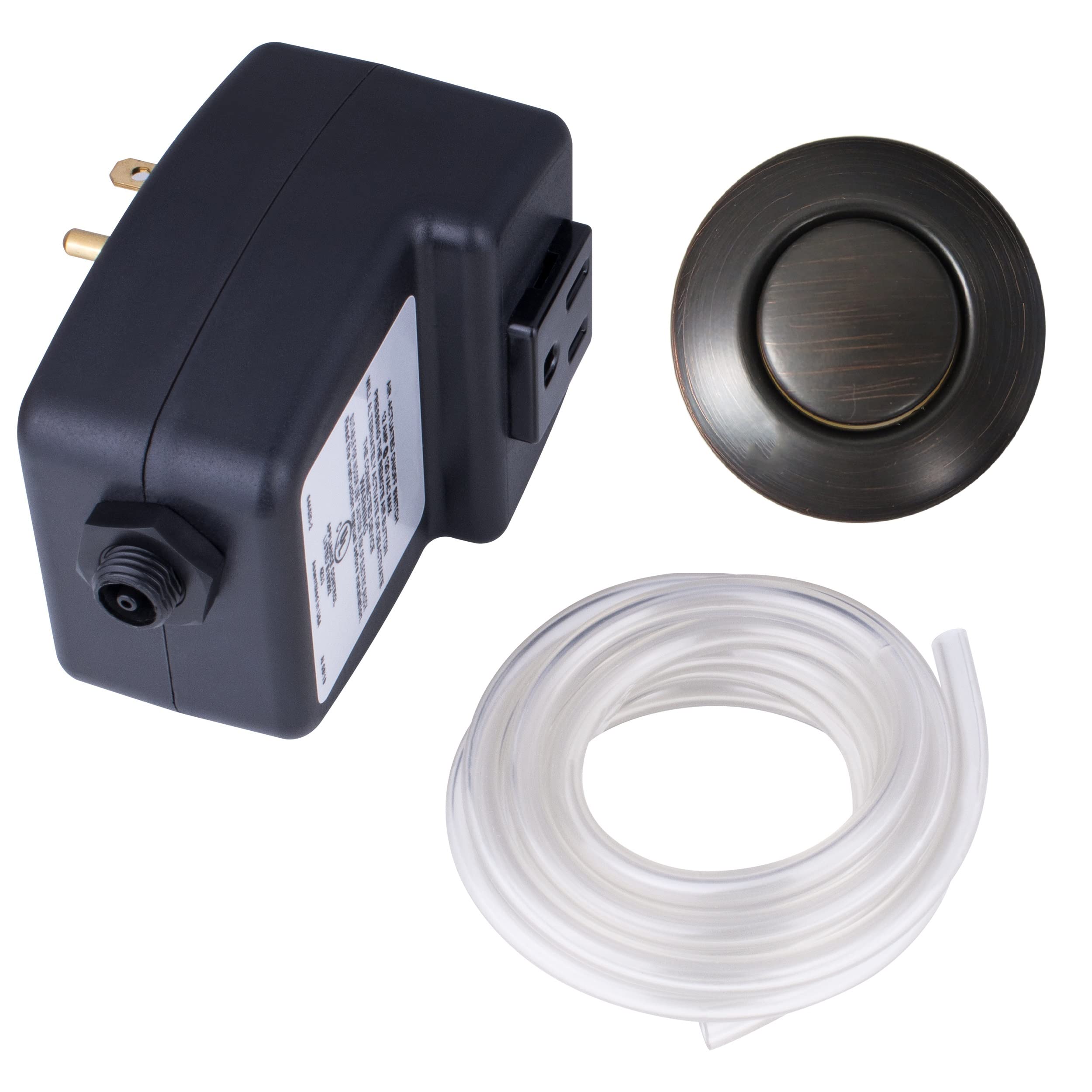 20-MSAS-65-ORB Oil-Rubbed Bronze Garbage Disposal Air Switch Kit - Includes Button, Tubing, 120V Power Module & Hardware for Kitchen Sink Waste Disposers | Easy On/Off Control for Home & Commercial Use