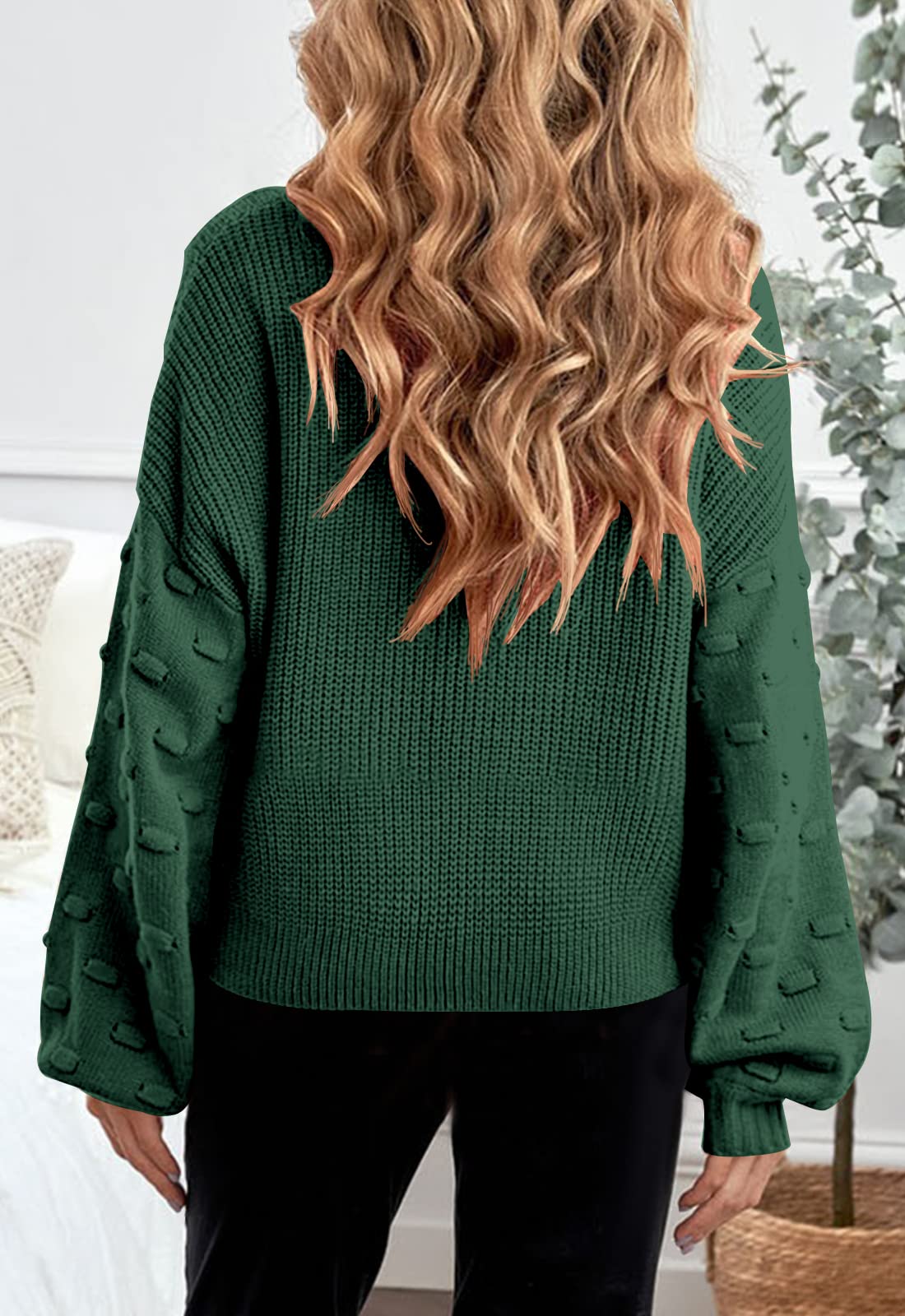 Cute Girls Oversized Knit Pullover Sweater with Long Lantern Sleeves | Warm Crewneck Jumper Top for School, Fall & Winter Fashion