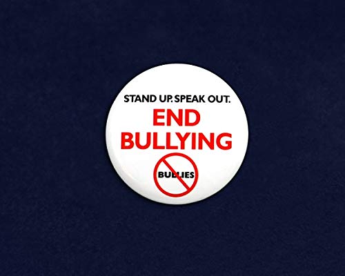 5 Pack Anti-Bullying Round Button Pins - Motivational Badges for Schools, Workplaces & Events - Promote Kindness & Awareness