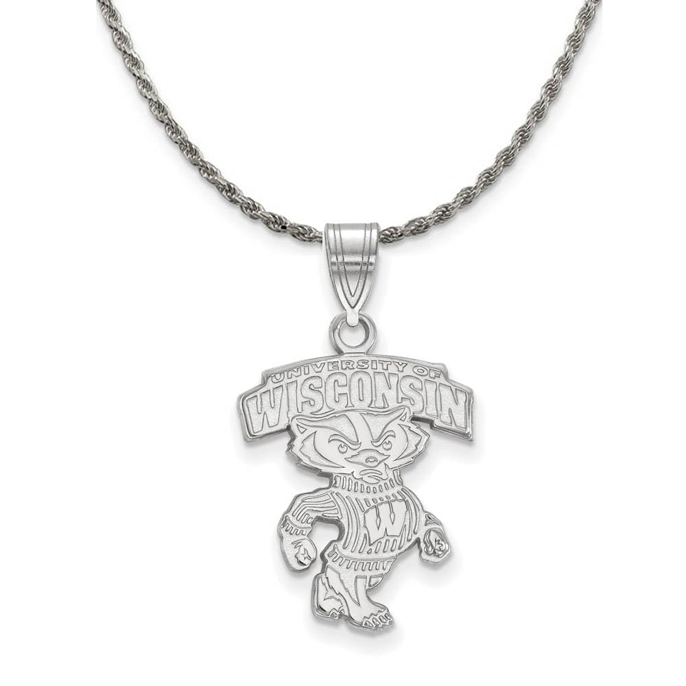 Wisconsin Logo Pendant Necklace - Sterling Silver for Badgers Fans