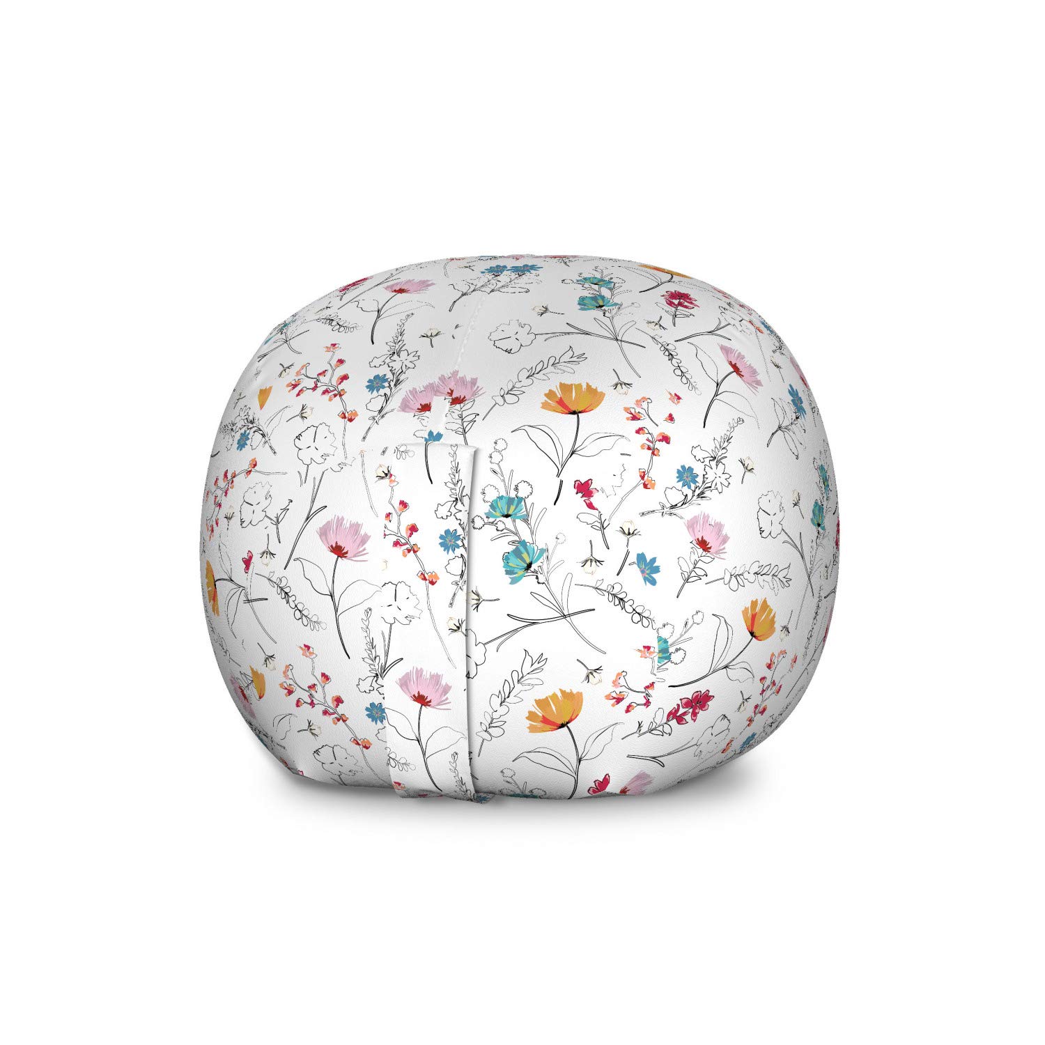 Ambesonne Large Washable Toy Storage Bag Chair - Botanical Floral Pattern with Carnation, Lily, Anemone & Summer Blooms - Stuffed Animal Organizer for Kids' Room, Nursery, Playroom (Multicolor)