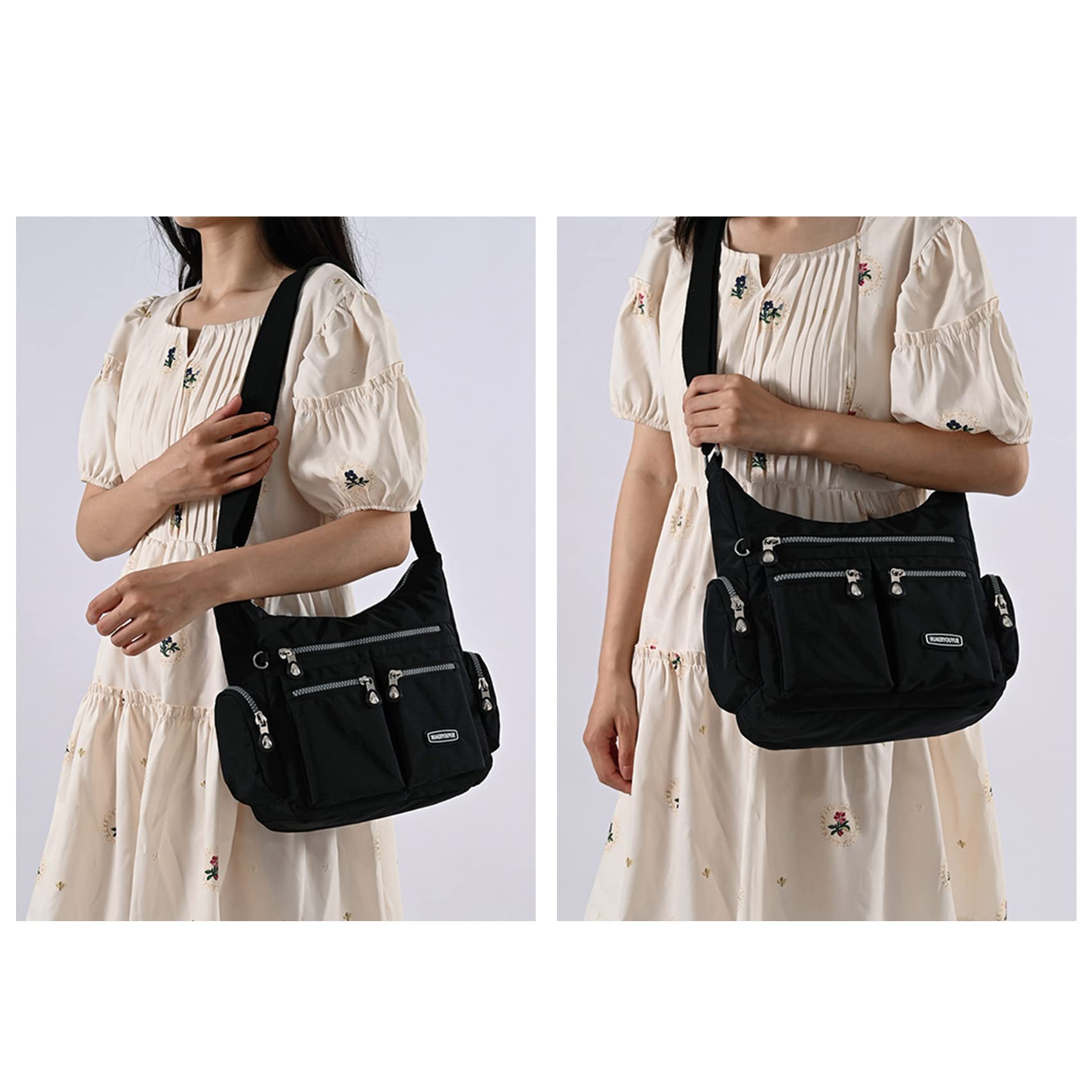 NOTAG Women's Waterproof Nylon Crossbody Bag - Casual Multi-Pocket Shoulder Purse for Daily Use