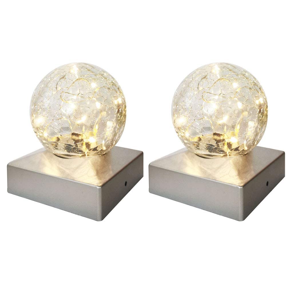 2PK Solar Post Cap Lights - Waterproof Outdoor LED Lights for Deck, Fence, Patio & Garden - Warm White Decorative Lighting for Wooden or Vinyl Posts - Perfect for Backyard, Pathway & Landscape Lighting