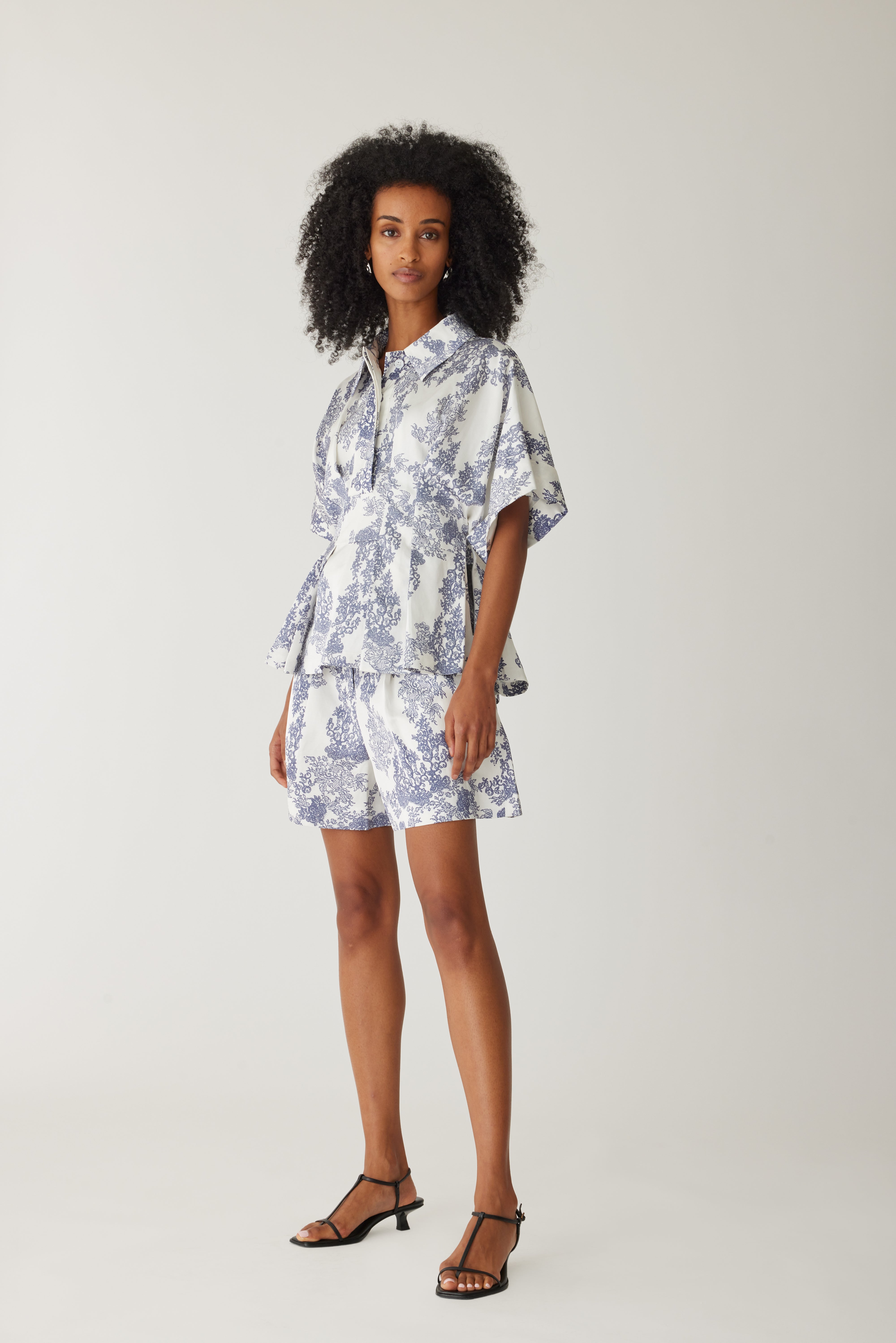 Lena Shine Blouse - Elegant Ivory Toile Print Women's Top | Perfect for Office Wear, Date Night & Special Occasions