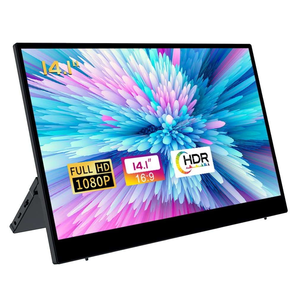 Qiaohome 14.1 Inch Portable Monitor 1080P Full HD IPS Screen - Second External Display for Laptop, Gaming, Computer Screen Extender - Perfect for Work, Travel & Multi-Tasking
