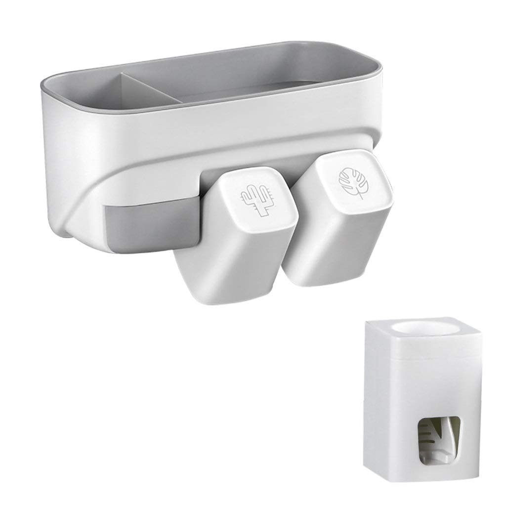 Wall Mounted Toothbrush Holder with Toothpaste Dispenser - Multifunctional Bathroom Organizer Set for Sink Counter or Shower - Perfect for Small Spaces (Size S)