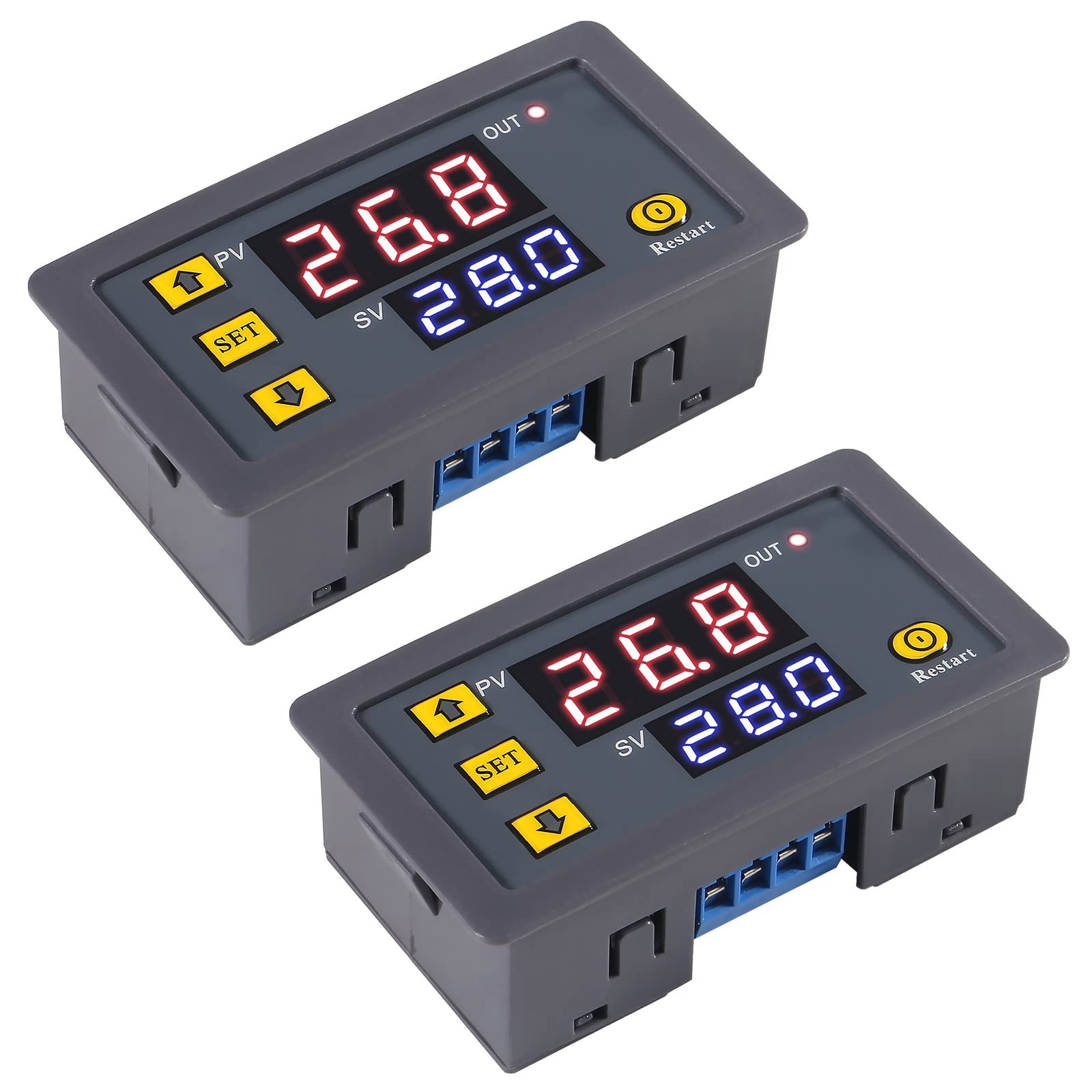 2Pcs 12V 20A Programmable Digital Timer Relay Switch with LED Display - DC Cycle Delay Relay Module (0ms-999h) for ON/OFF Control - Perfect for Industrial Automation, Home Appliances, and DIY Electronics Projects