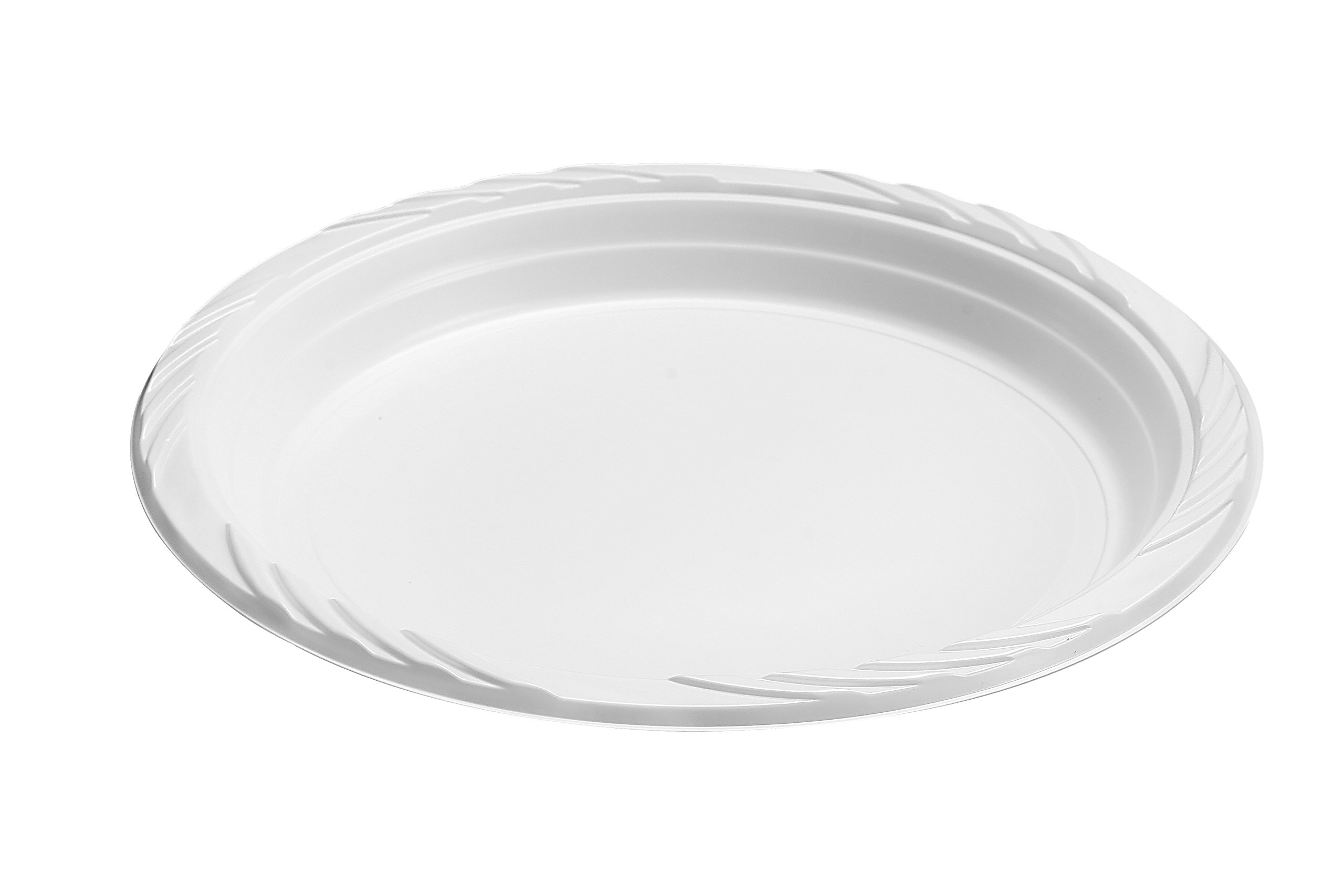 Blue Sky 100 Count Disposable Plastic Plates 7 Inch White - Perfect for Parties, Picnics, BBQs & Outdoor Events