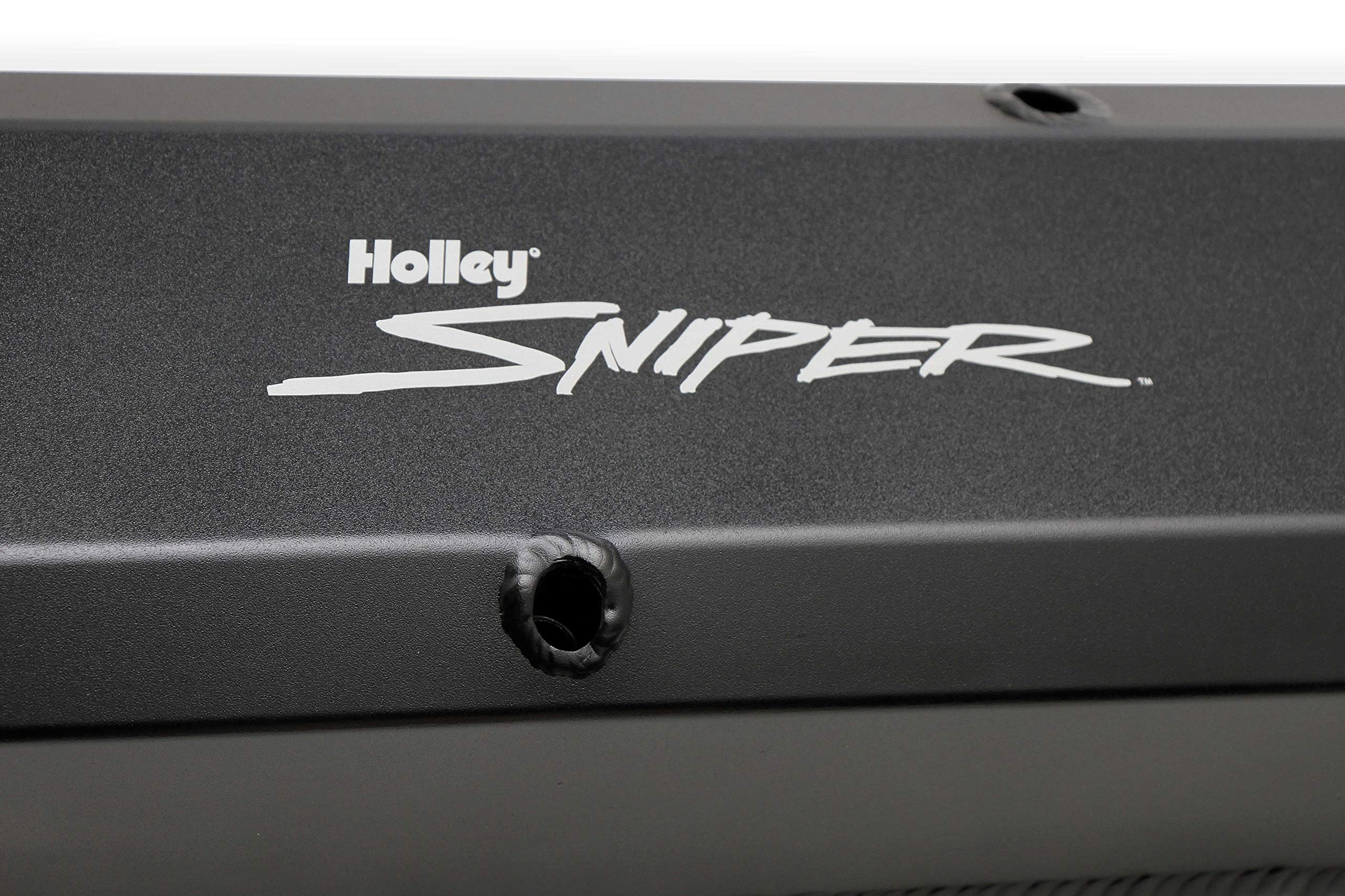 Holley 890003B Black Aluminum Valve Cover Set with Emissions Port - High Performance Engine Upgrade for Chevy, Ford, Dodge - Perfect for Car Restoration & Racing Applications