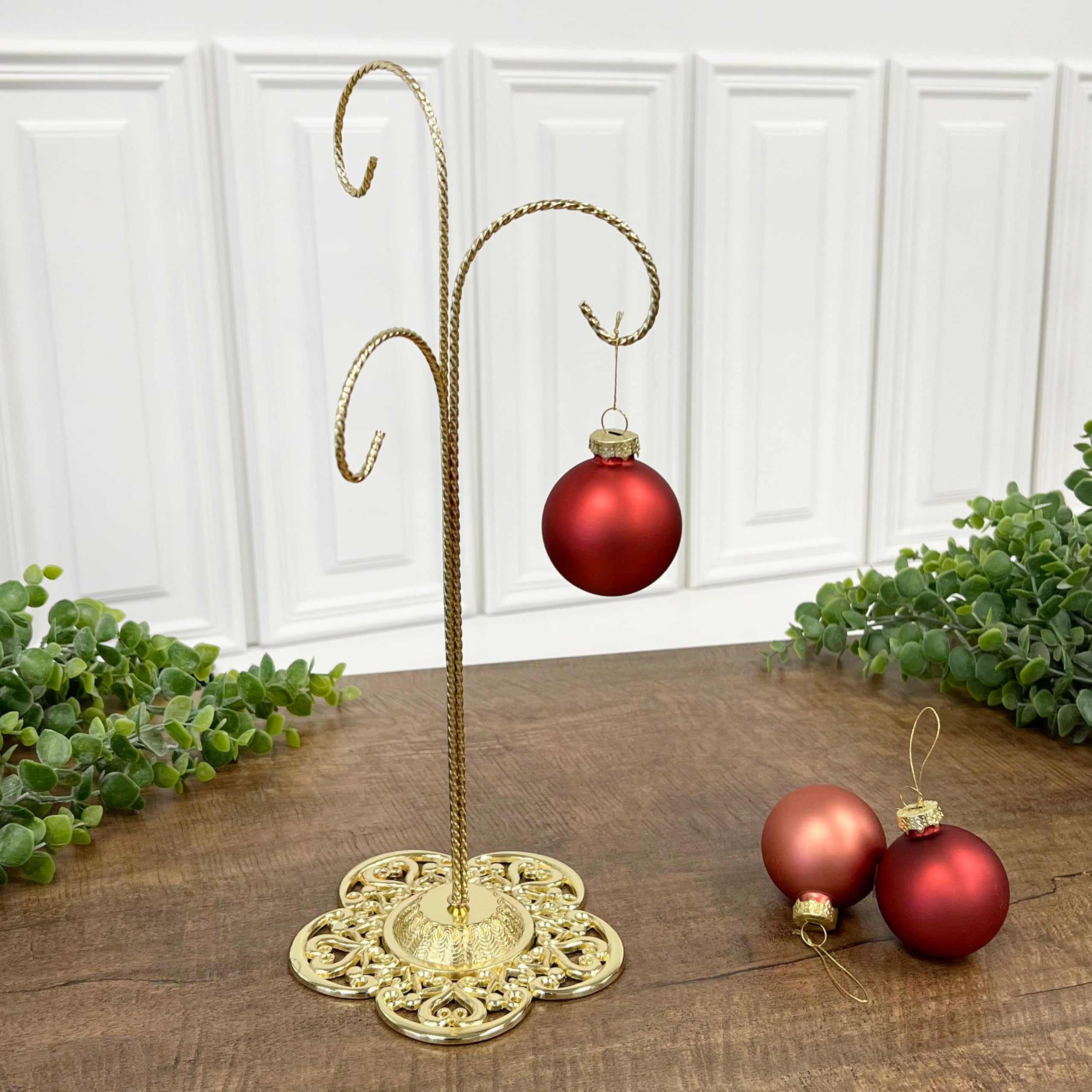 Bard's Filigree 3-Arm Gold-Toned Ornament Stand - 12.75 Inch Height, 5 Inch Width & Depth - Set of 3 - Perfect for Christmas Tree Decorations, Holiday Centerpieces & Home Décor