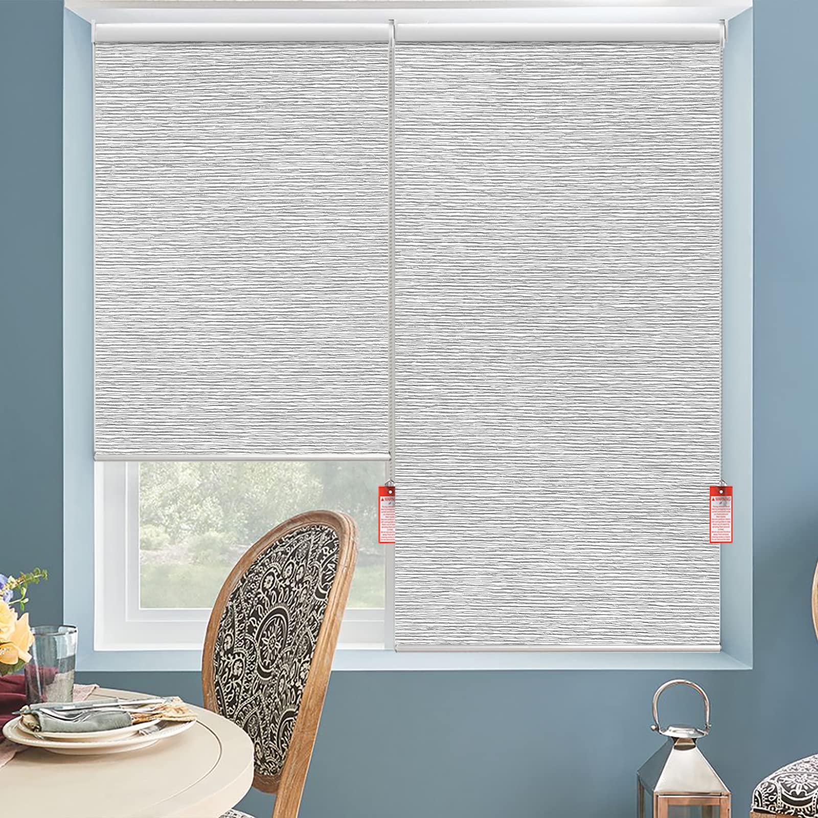 ALLBRIGHT Roller Shades - 100% Blackout Window Blinds with UV Protection, Striped Jacquard Fabric, Easy to Install for Home & Office (Grey, 24