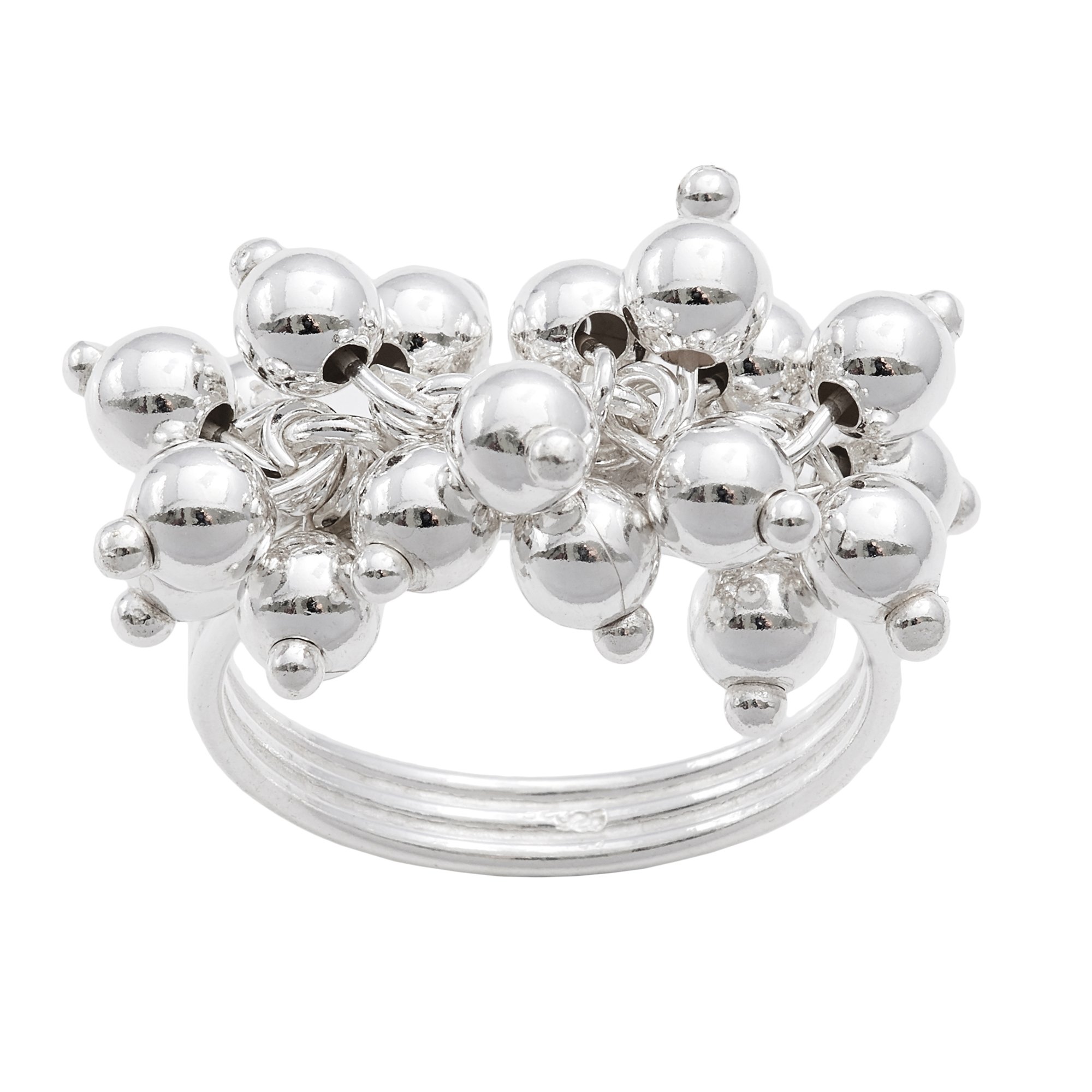 925 Sterling Silver Rings for Women - Elegant Cluster Bead & Moving Ball Bell Charm Rings | Dainty Statement Jewelry | Perfect for Parties, Weddings & Everyday Wear