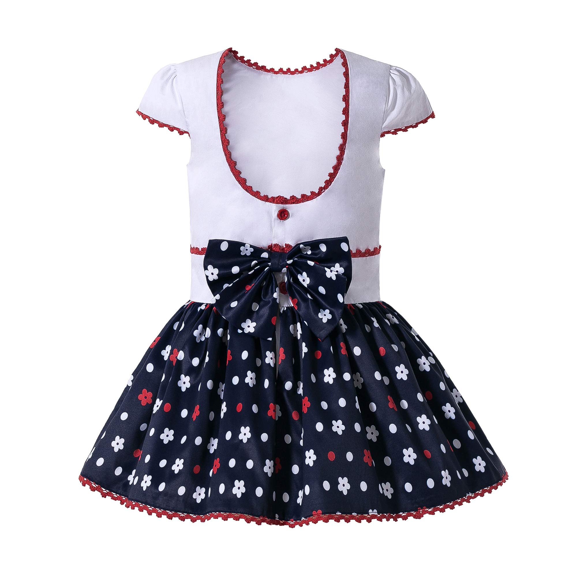 Pettigirl Girls Summer & Spring Outfit Set - White & Navy Blue Floral Dress with Headband for Kids & Teens | Perfect for Parties, School & Casual Wear