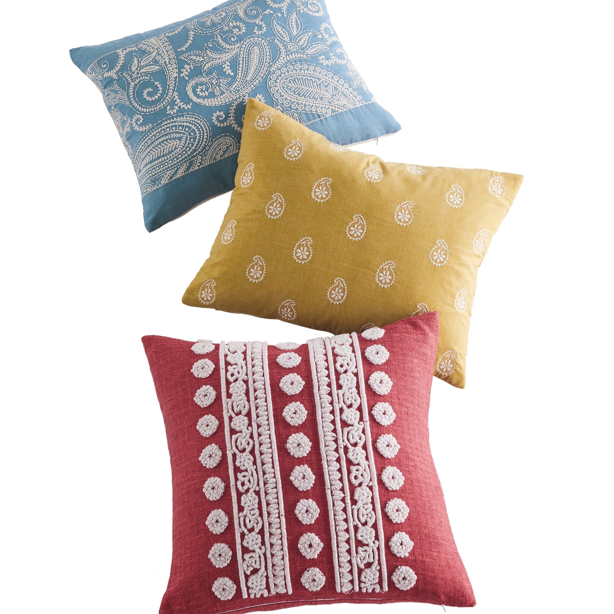 Premium Khotan Embroidered Blue Decorative Pillow Cover 14x18 Inch - Elegant Home Decor for Sofa, Bed & Living Room