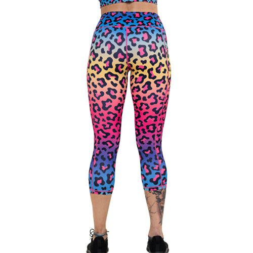 Rainbow Leopard Print Yoga Pants for Women - High Waisted Stretchy Workout Leggings - Gym, Running, Lounge & Casual Wear