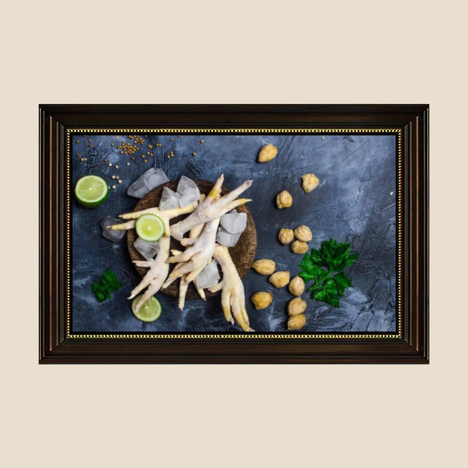 Vintage Chicken Legs & Lemon Sliced Canvas Wall Art Print - 24x36 Inch Framed Retro Kitchen Decor Poster | Ready to Hang for Living Room, Bedroom & Dining Room Decor | Perfect for Farmhouse, Country Style & Restaurant Wall Decoration