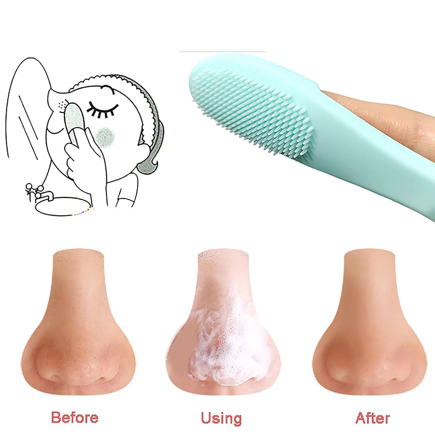 Silicone Face Scrubber Pack of 5 - Gentle Cleansing & Blackhead Removal for Skincare