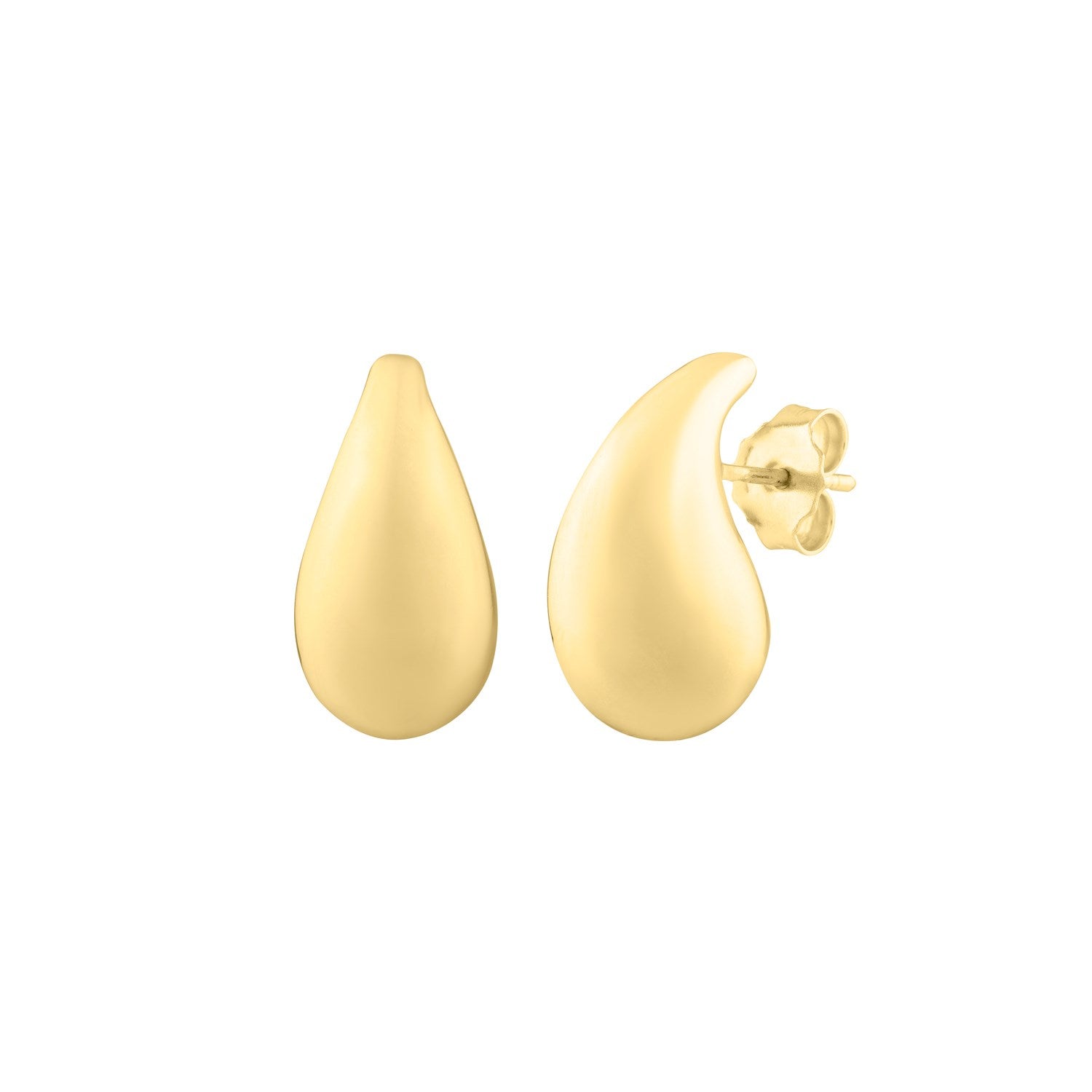 14K Yellow Gold Small Raindrop Stud Earrings (19.50x9.80mm) - Dainty Minimalist Jewelry for Women, Perfect for Everyday Wear, Gifts & Special Occasions